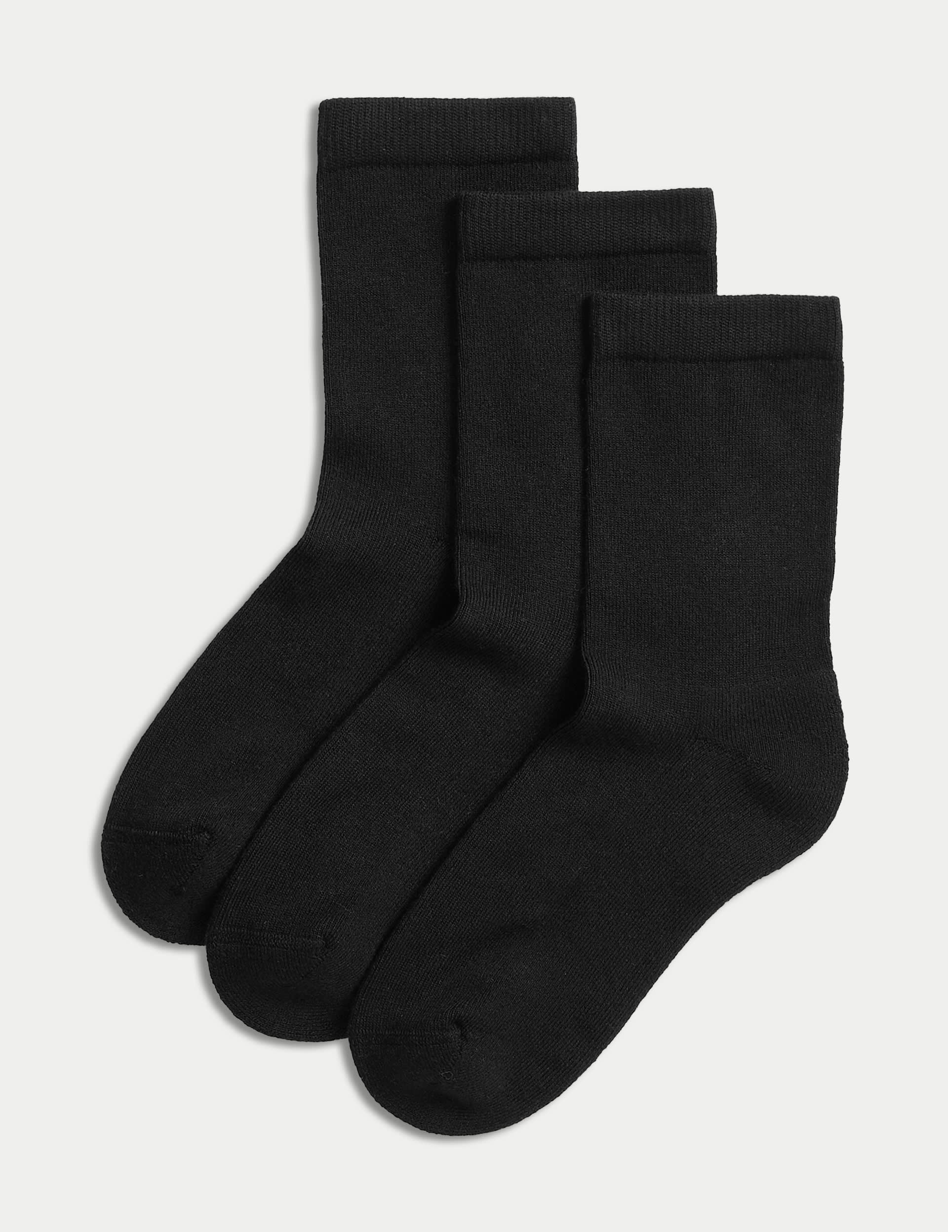 M&S Collection 3pk of Ultimate Comfort Socks - 8-12 - Black, Black