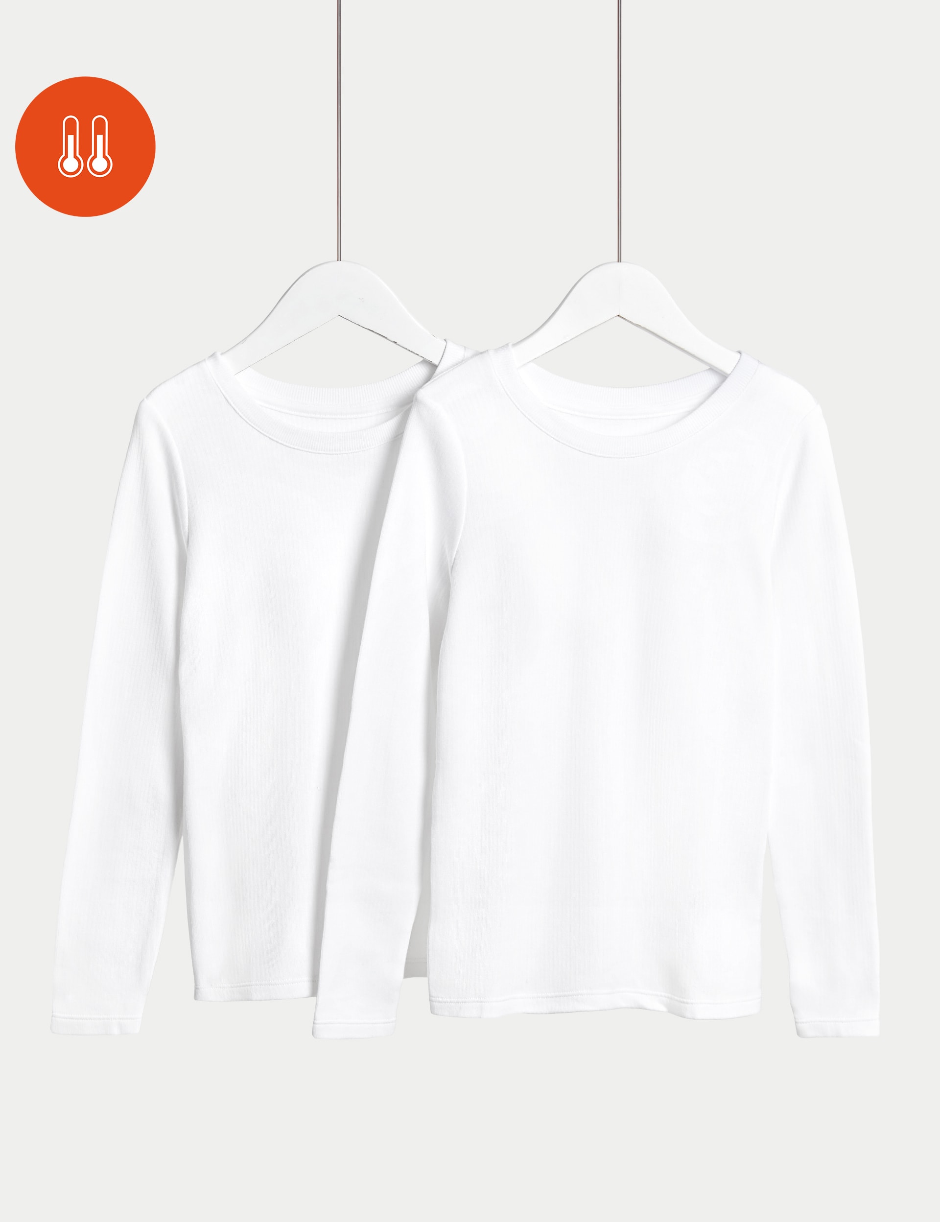 M&S Collection 2 Pack Heatgen Thermal Tops (2-14 Yrs) - 6-7 Y - White, White,Black,Grey Marl