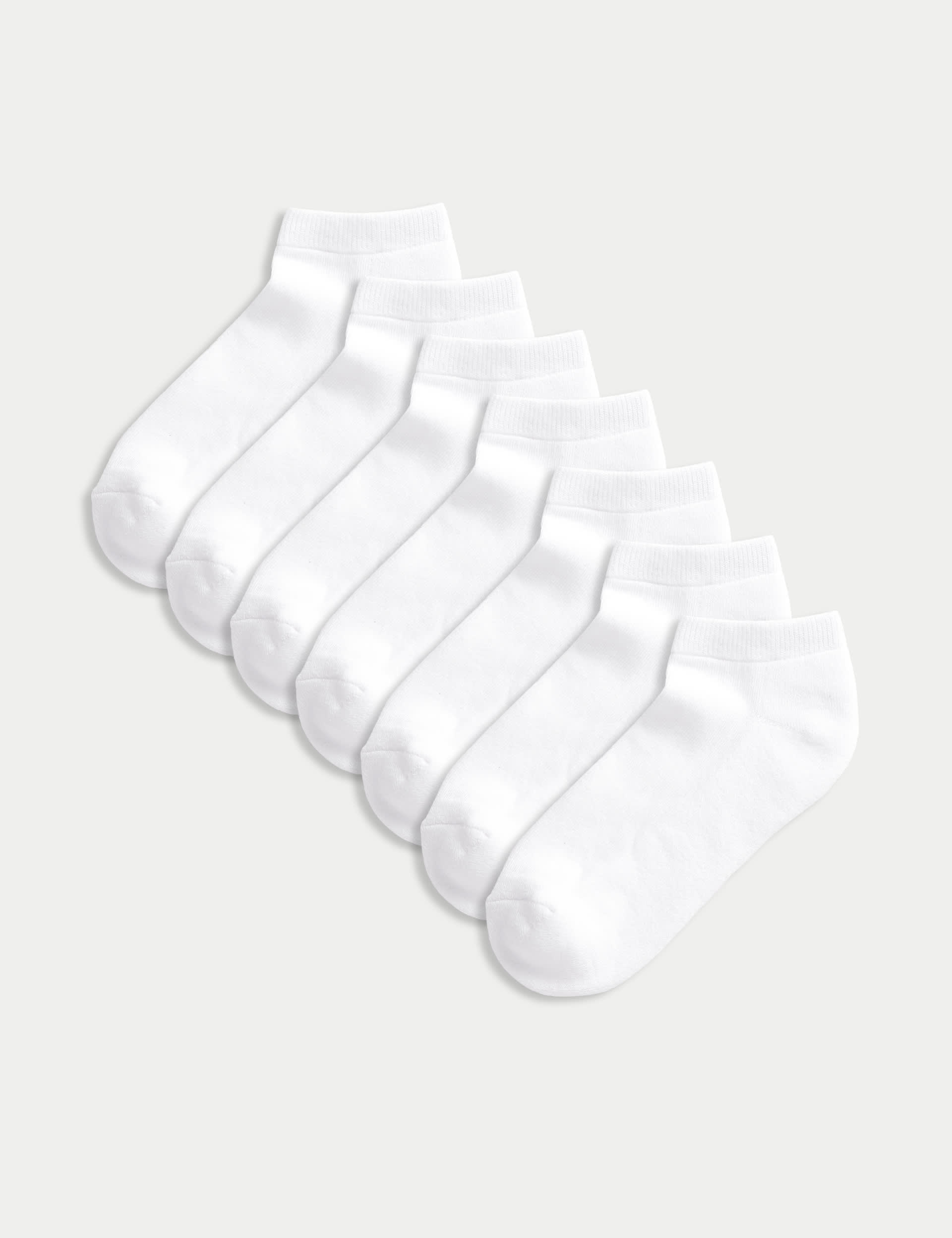 M&S Collection 7pk Cotton Rich Trainer Liners (6 Small - 10.5 Large) - 4-7 - White, White,Black