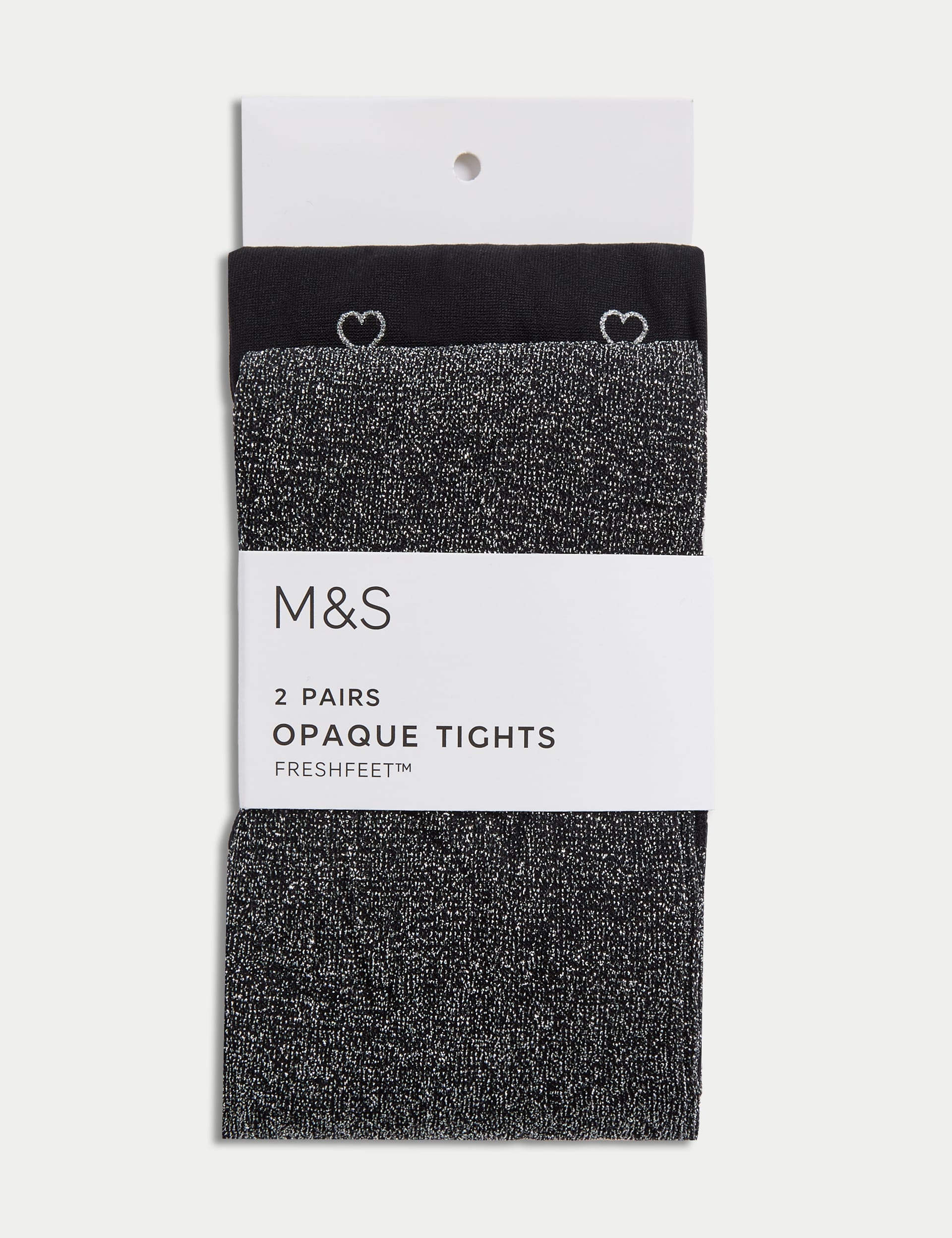 M&S Collection Girls 2 Pack Black Sparkly Tights (2-14 Yrs) - 4-5 Y - Black Mix, Black Mix