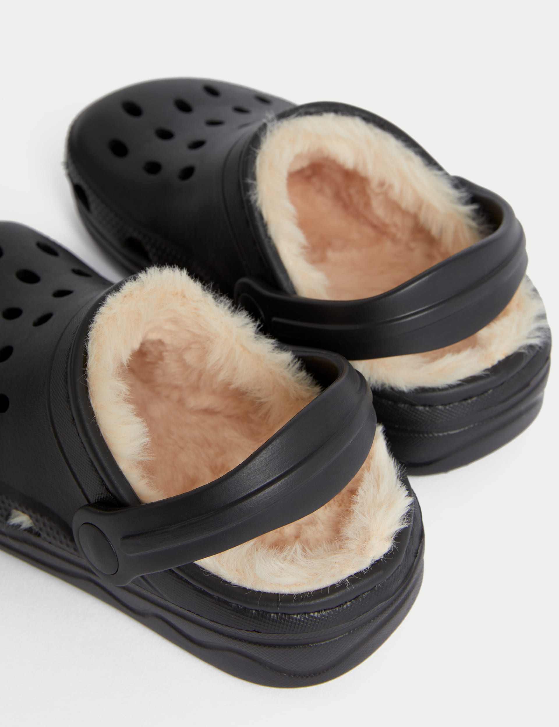 M&S Collection Kids Faux Fur Lined Clogs (4 Small - 13 Small) - 8 SSTD - Black, Black,Navy,Dark Gree