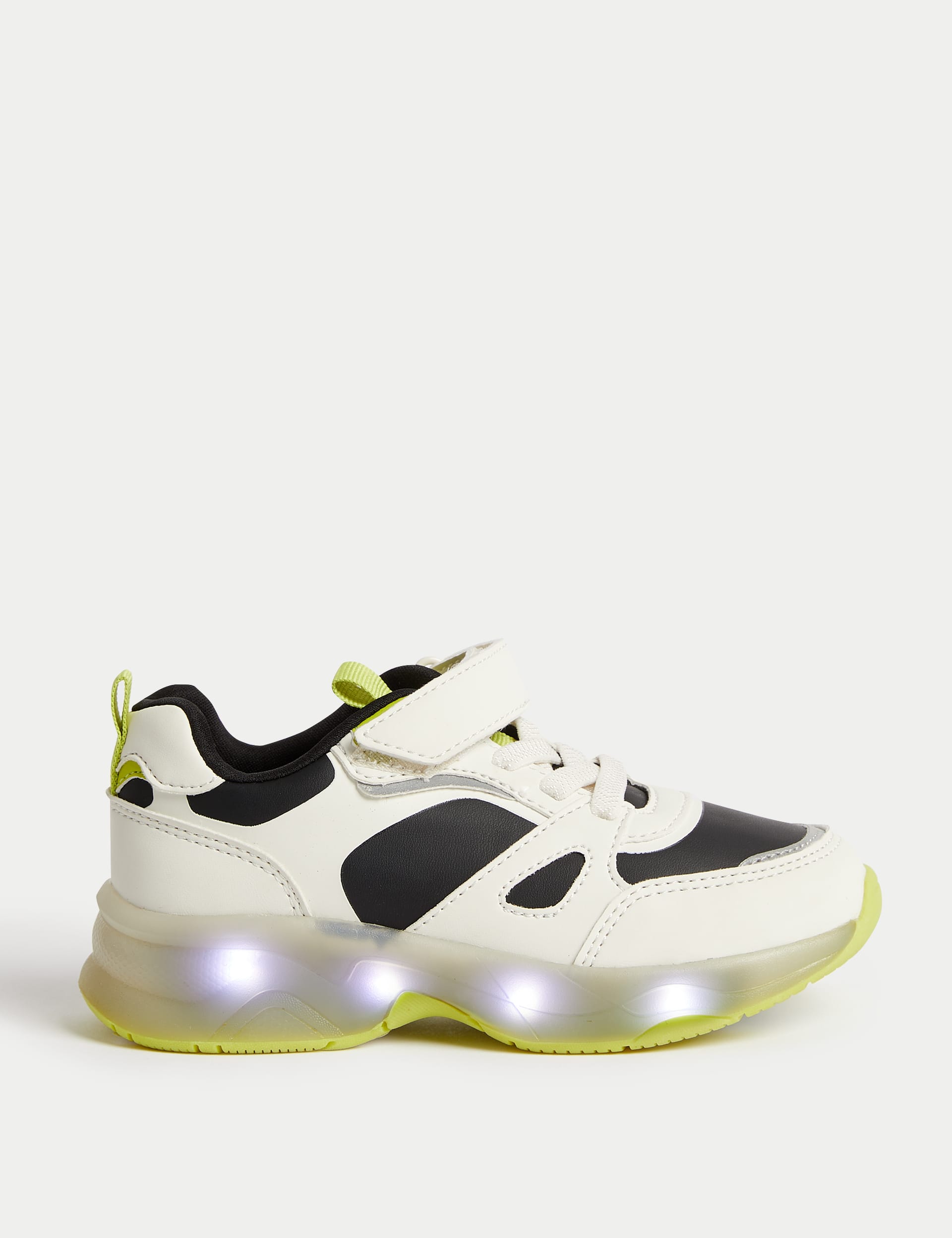 M&S Collection Kids Riptape Light-Up Trainers (4 Small - 2 Large) - 1 LSTD - White Mix, White Mix