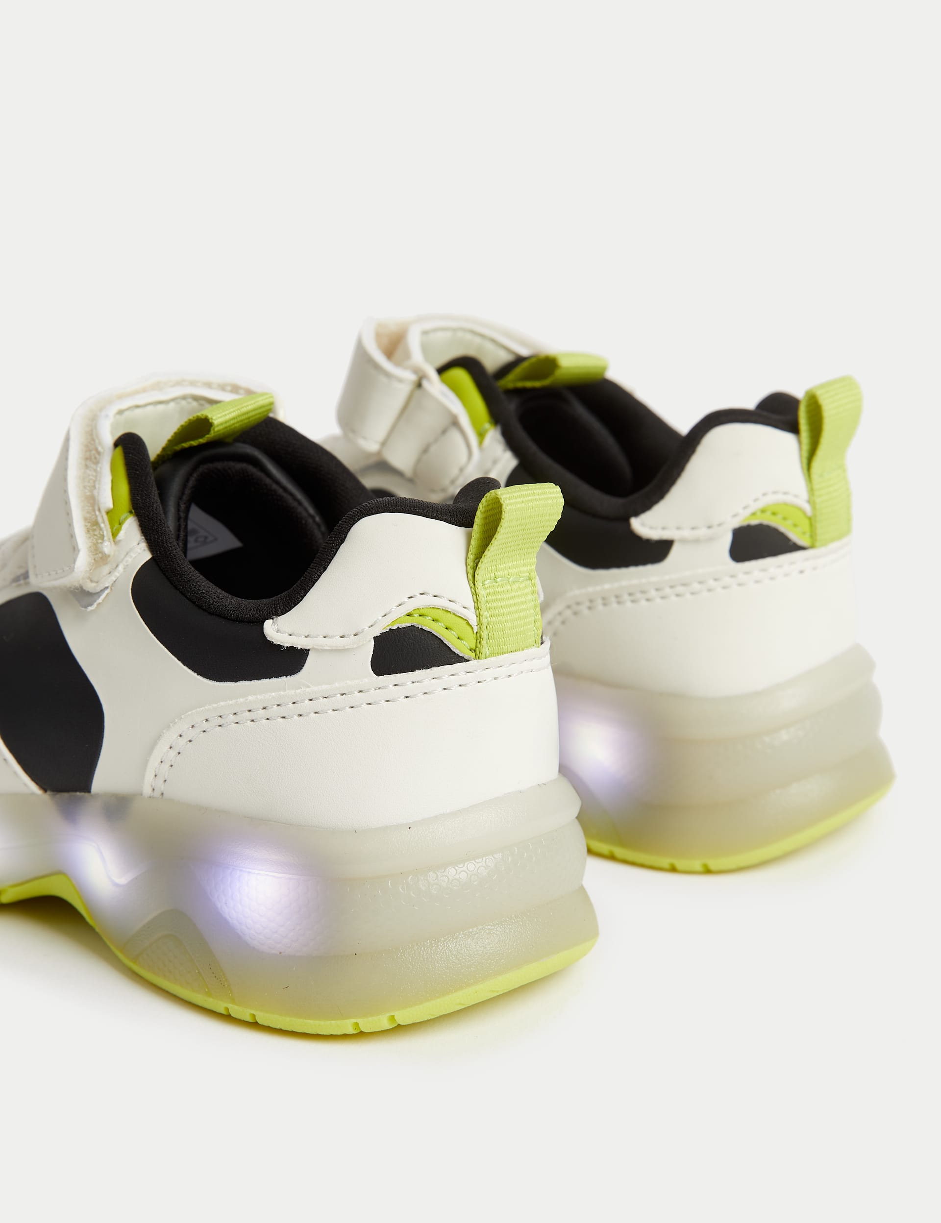 M&S Collection Kids Riptape Light-Up Trainers (4 Small - 2 Large) - 1 LSTD - White Mix, White Mix