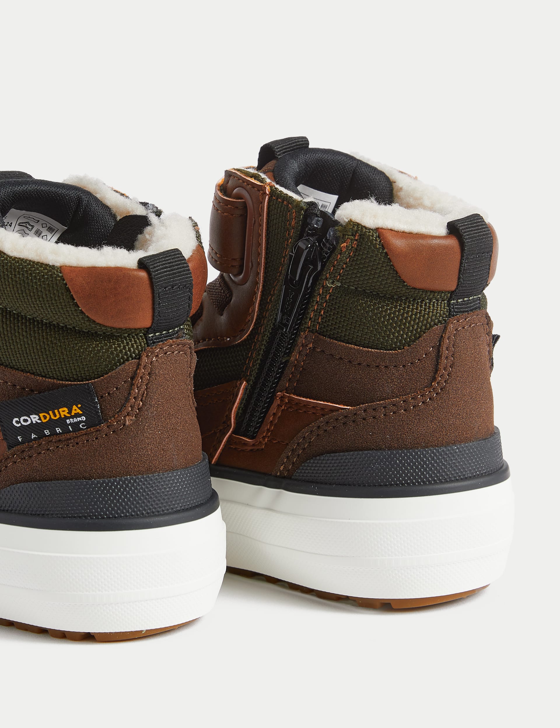 M&S Collection Kids Riptape High Tops (4 Small - 7 Large) - 1 LSTD - Brown Mix, Brown Mix,Navy