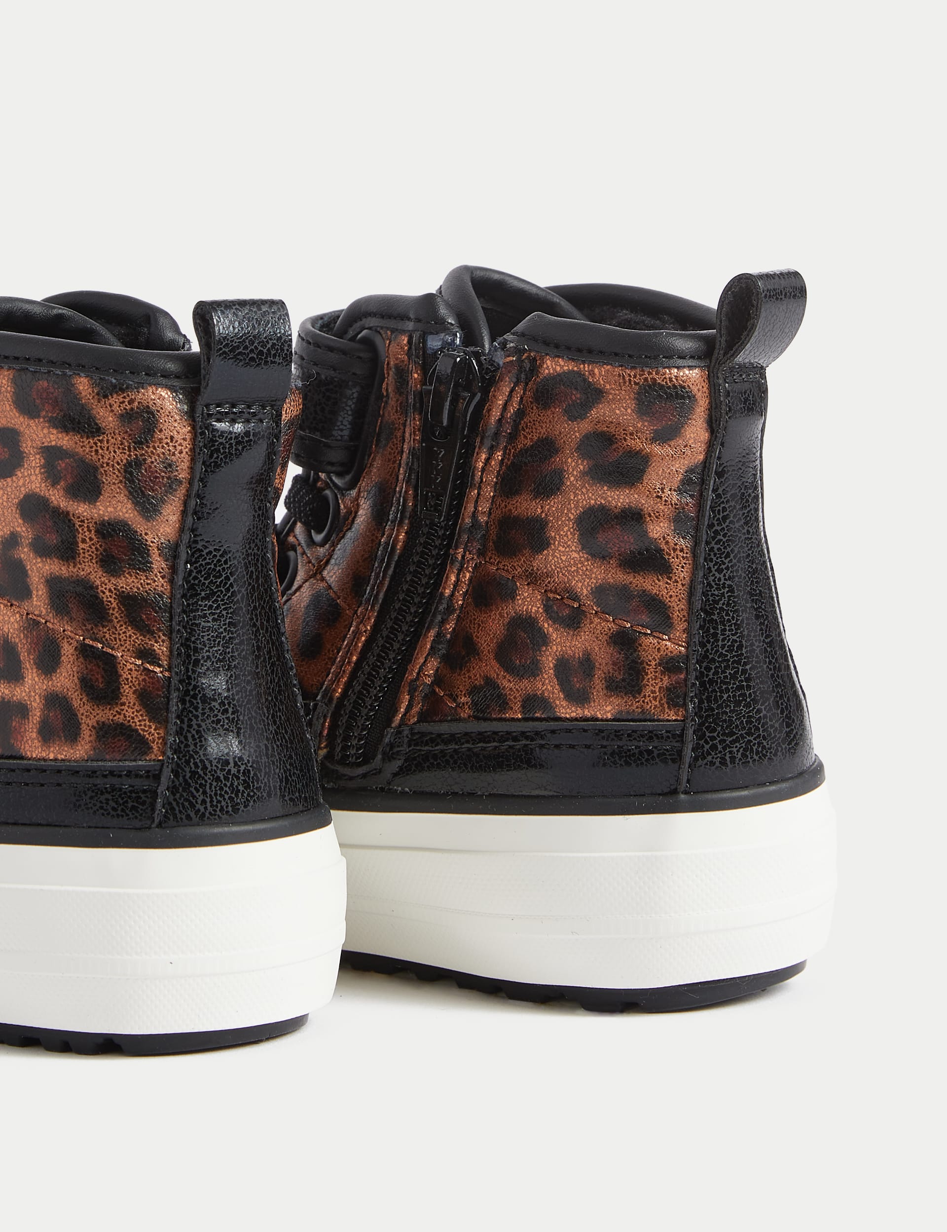 M&S Collection Kids Freshfeet Animal Print High Top Trainers (4 Small - 6 Large) - 7 SSTD - Brown Mi