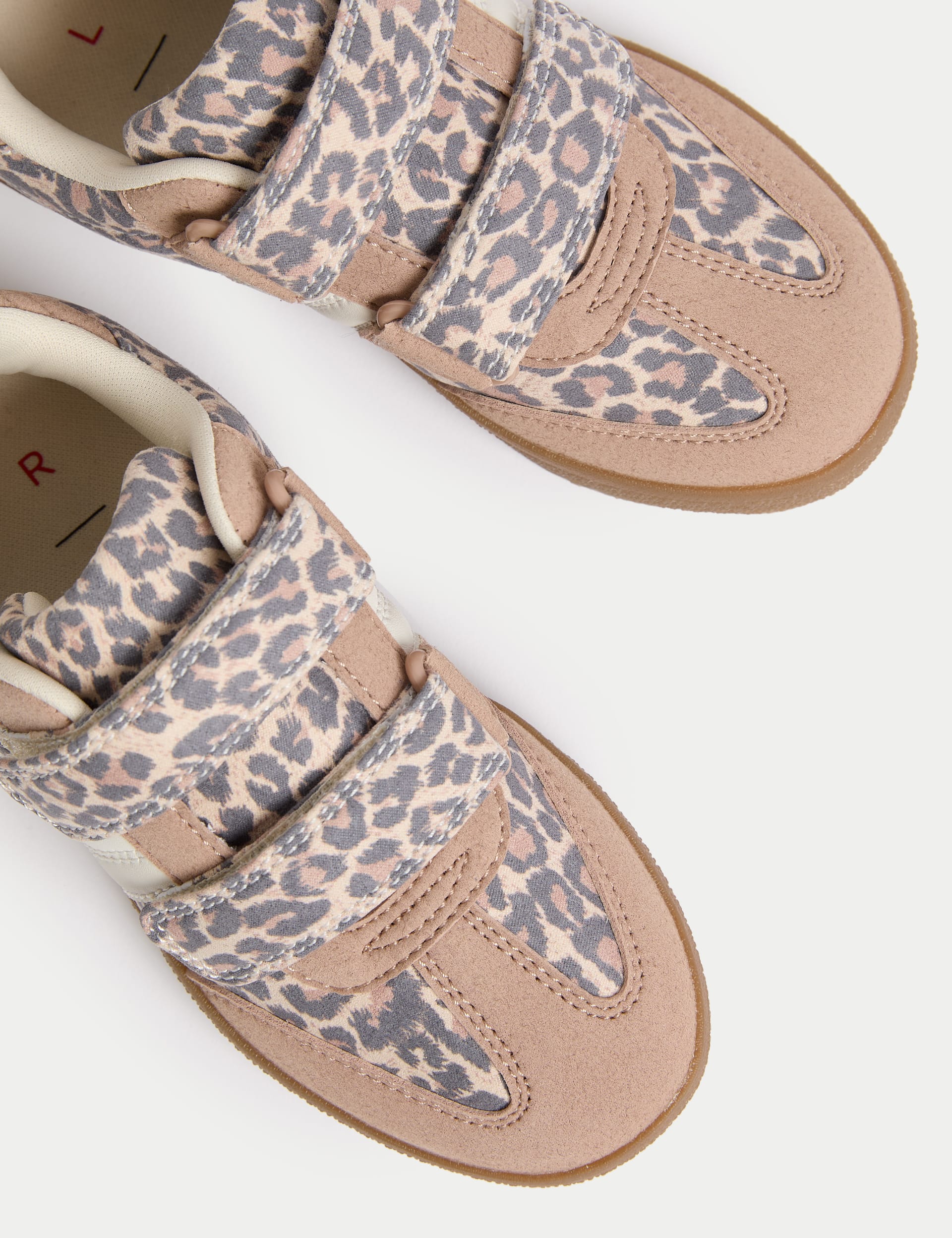 M&S Collection Kids Animal Print Riptape Trainers (4 Small - 2 Large) - 1 LSTD - Brown Mix, Brown Mi