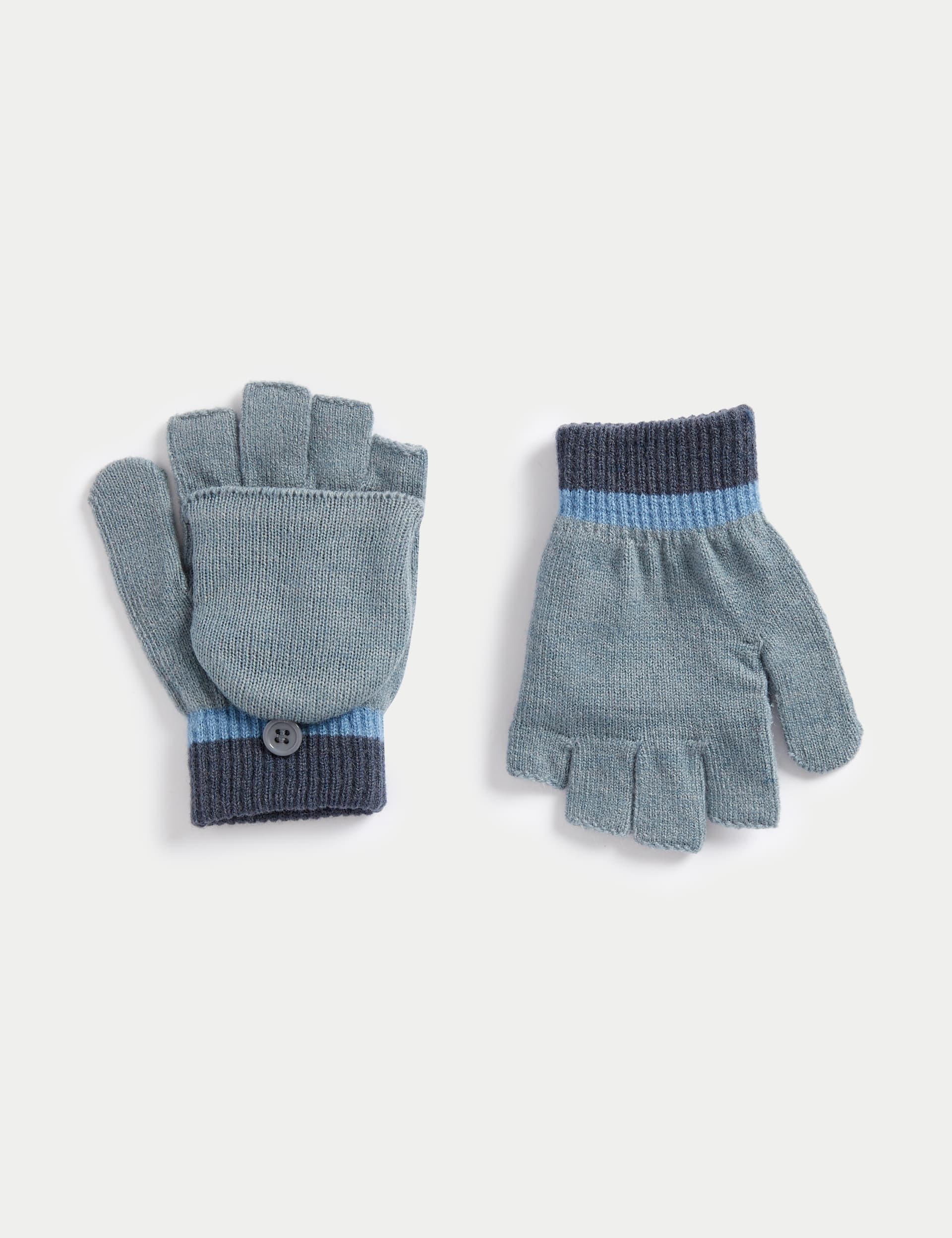 M&S Collection Kids Colour Block Flip Top Gloves (1-13 Yrs) - 3-6Y - Mid Grey, Mid Grey