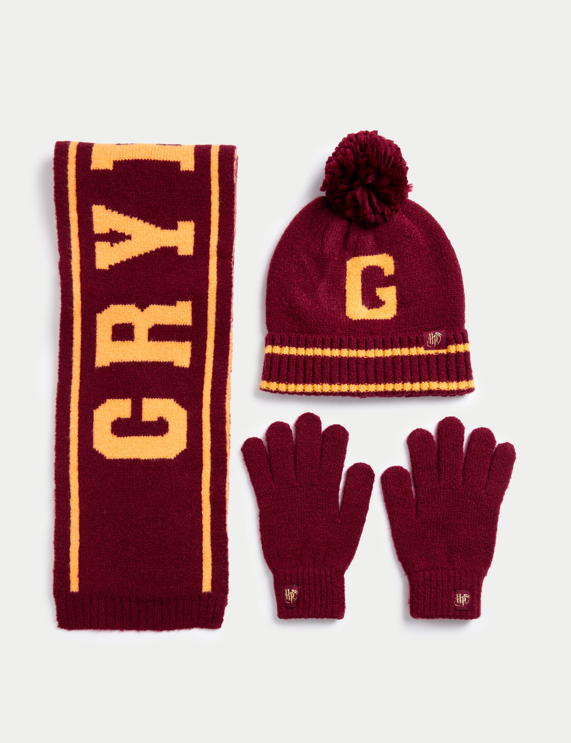 M&S Collection Girls Harry Potter Hat, Scarf and Glove Set (6-13 Yrs) - 6-13Y - Burgundy Mix, Burgu