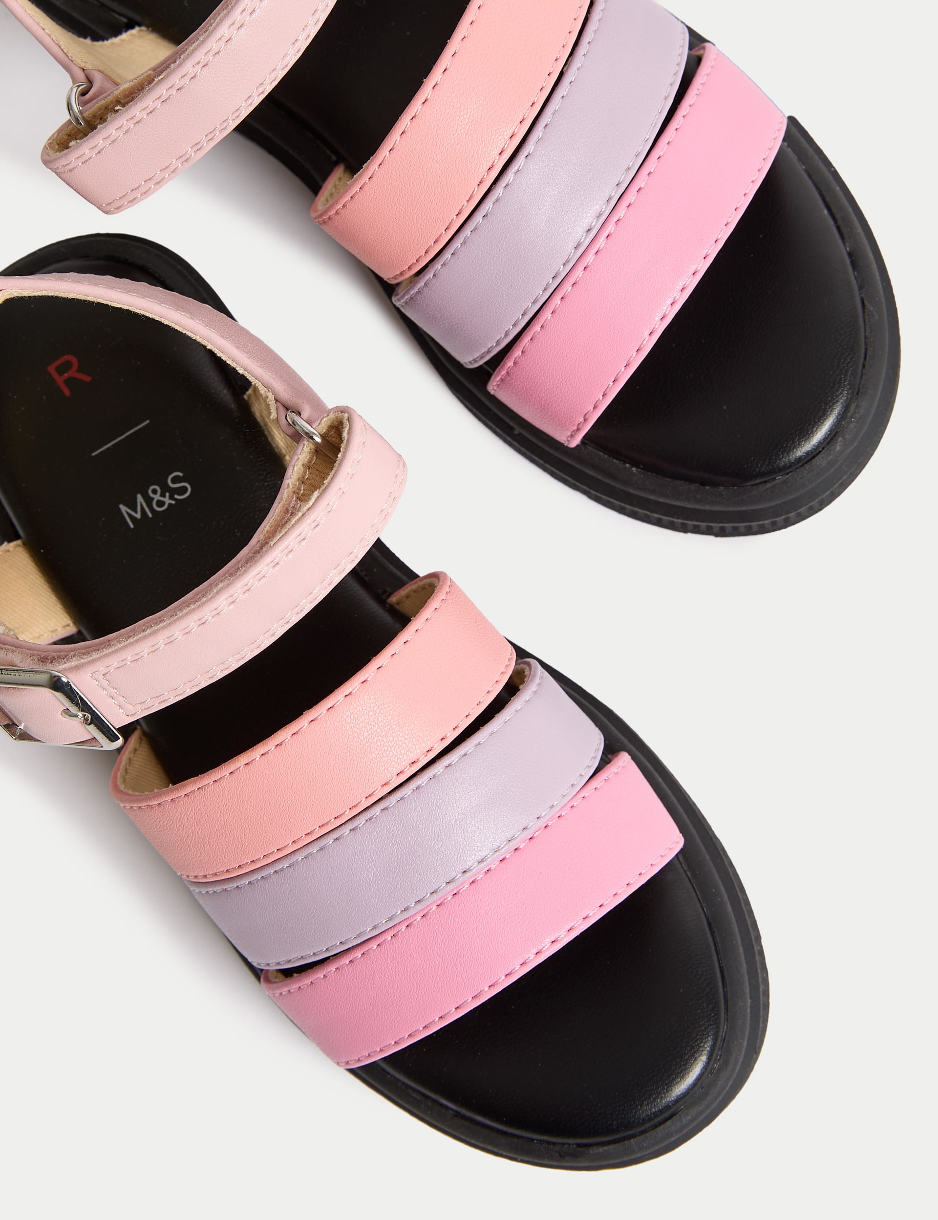 M&S Collection Kids Chunky Sandals (4 Small - 6 Large) - 12 SSTD - Pink Mix, Pink Mix,Black Mix