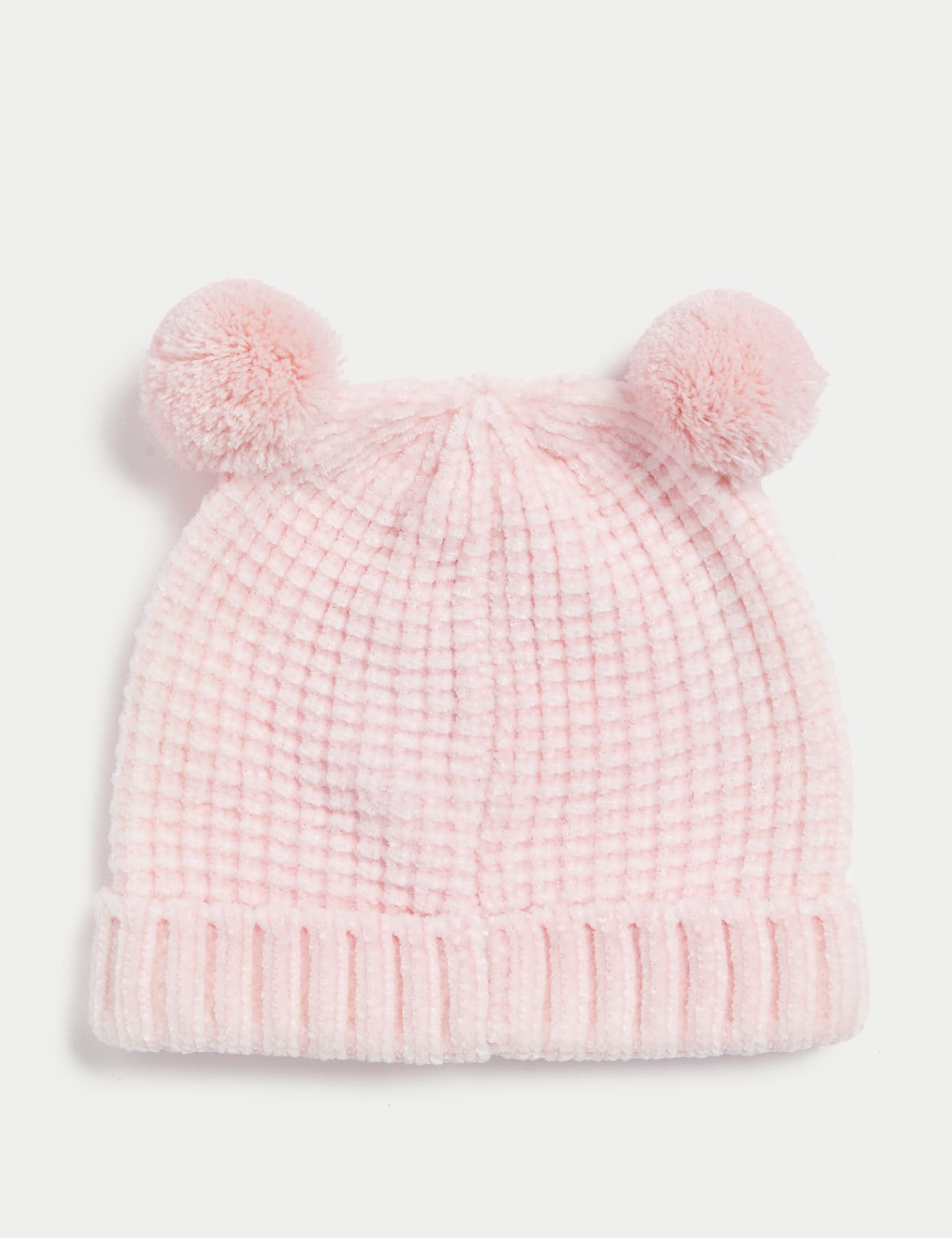 M&S Collection Kids Double Pom Winter Hat (0-3 Yrs) - 1-3 Y - Light Pink, Ivory,Light Pink