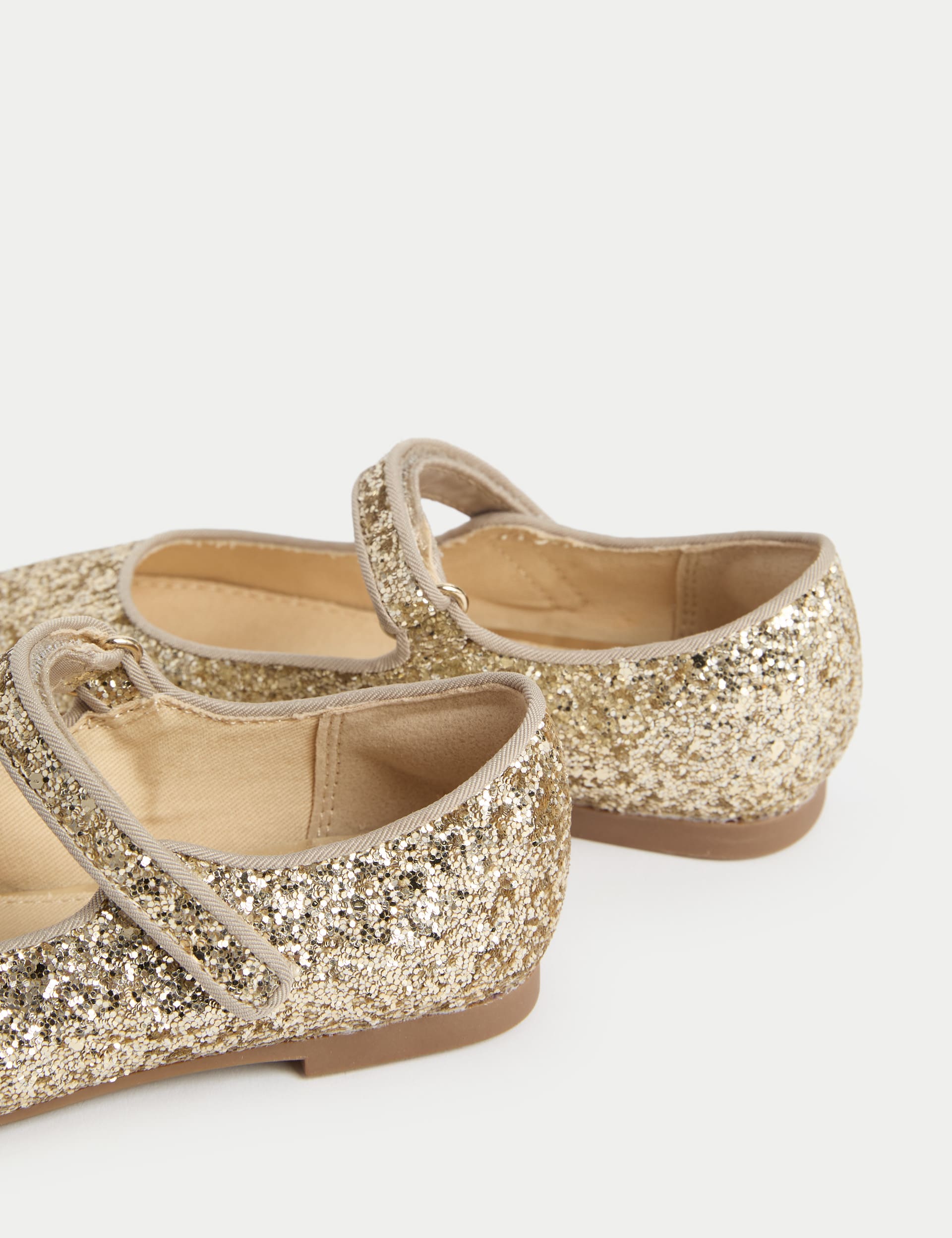 M&S Collection Kids Glitter Ballet Pumps (4 Small - 2 Large) - 2 LSTD - Gold, Gold