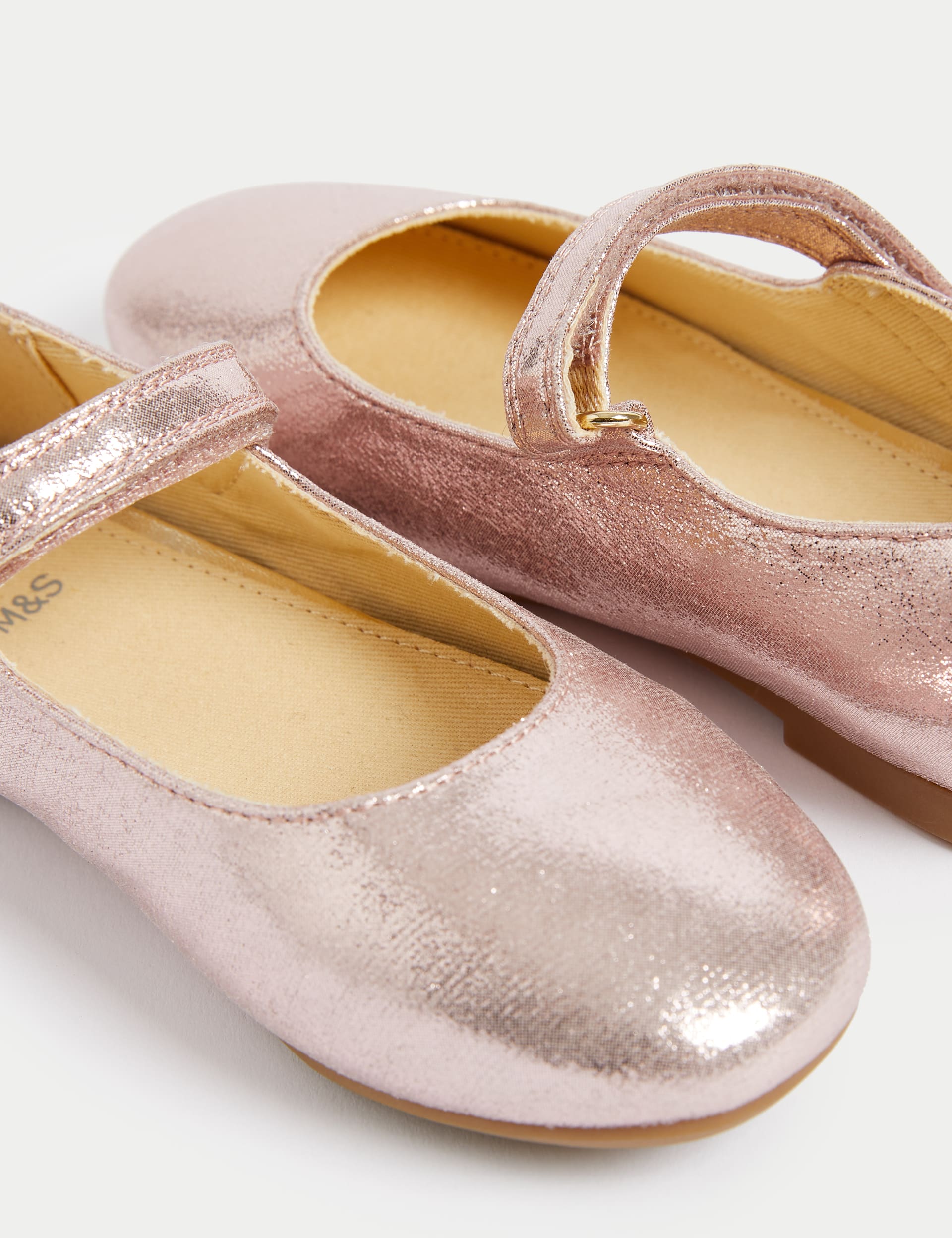 M&S Collection Kids Glitter Mary Jane Ballet Pumps (4 Small-2 Large) - 12.5SSTD - Light Pink, Light 