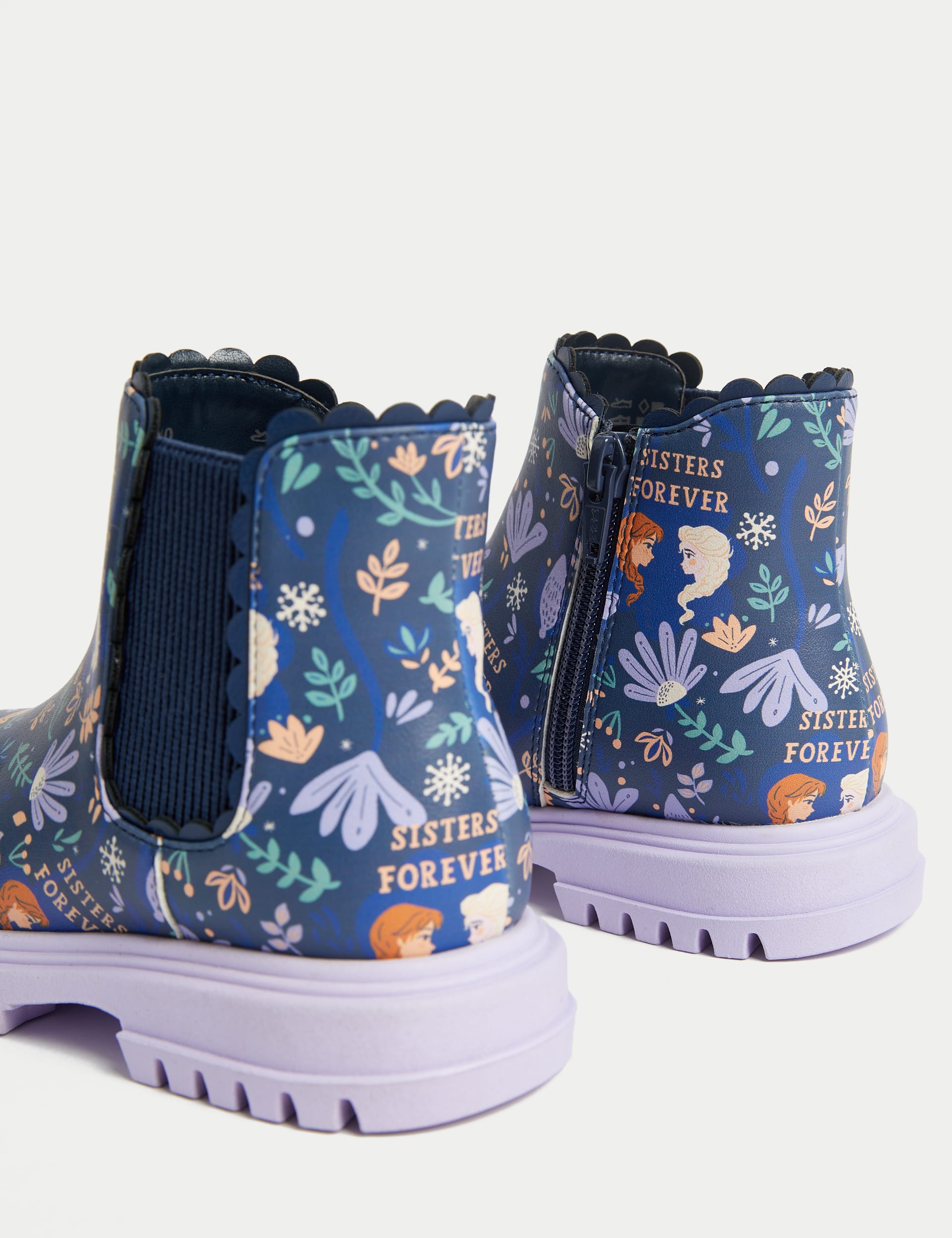 M&S Collection Kids Freshfeet Disney Frozen Chelsea Boots (4 Small - 13 Small) - 9 SSTD - Lilac, L