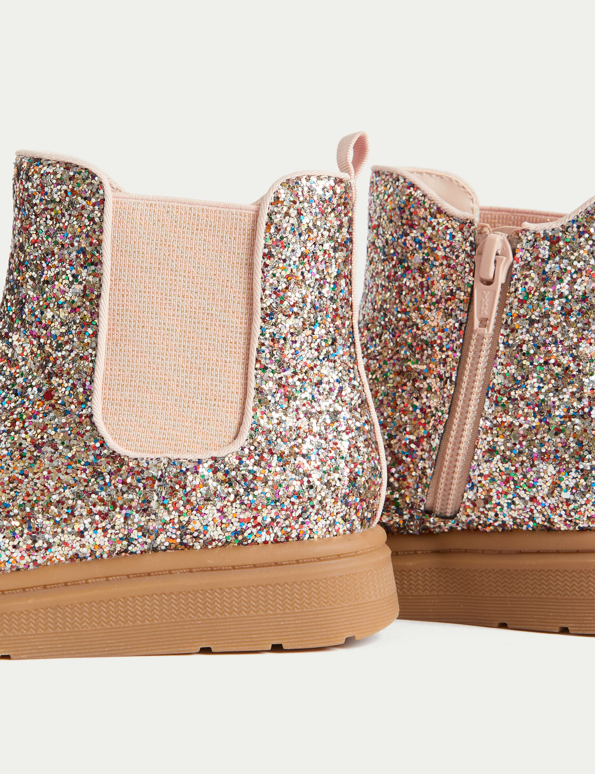 M&S Collection Kids Glitter Chelsea Boots (4 Small - 2 Large) - 2 LSTD - Pink Mix, Pink Mix