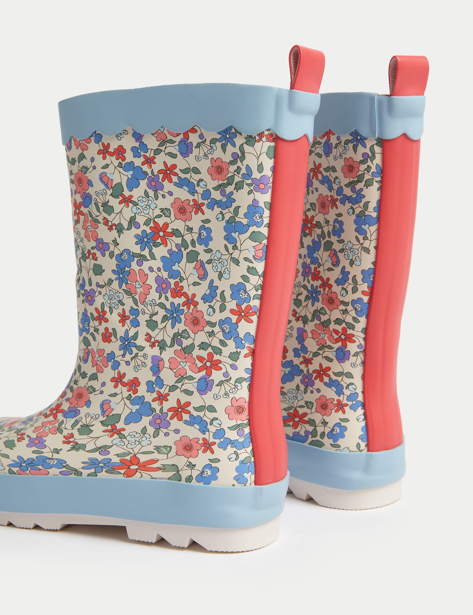 M&S Collection Kids Floral Wellies (4 Small - 2 Large) - 5 S - Cream Mix, Cream Mix