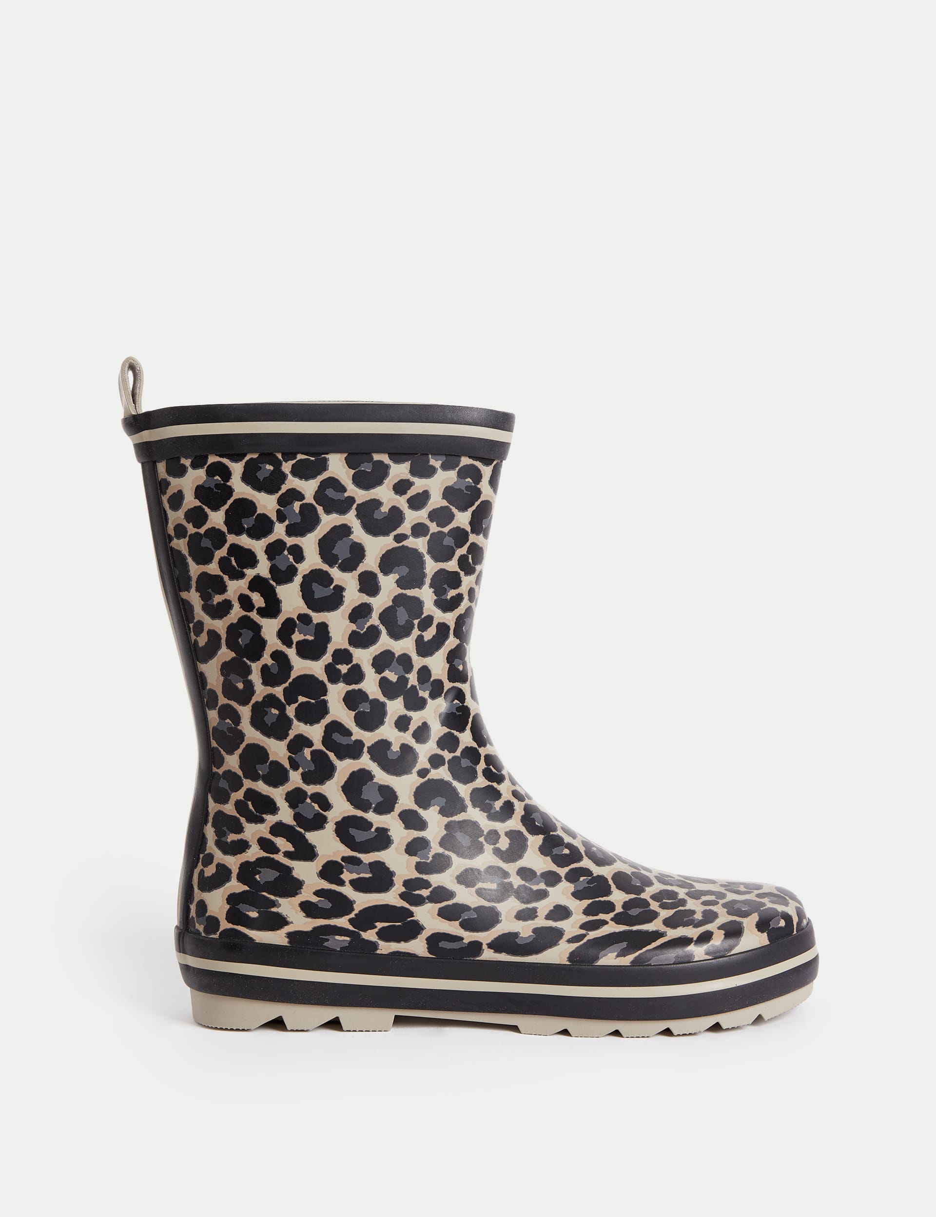 M&S Collection Kids Leopard Print Wellies (4 Small - 6 Large) - 3 L - Black Mix, Black Mix