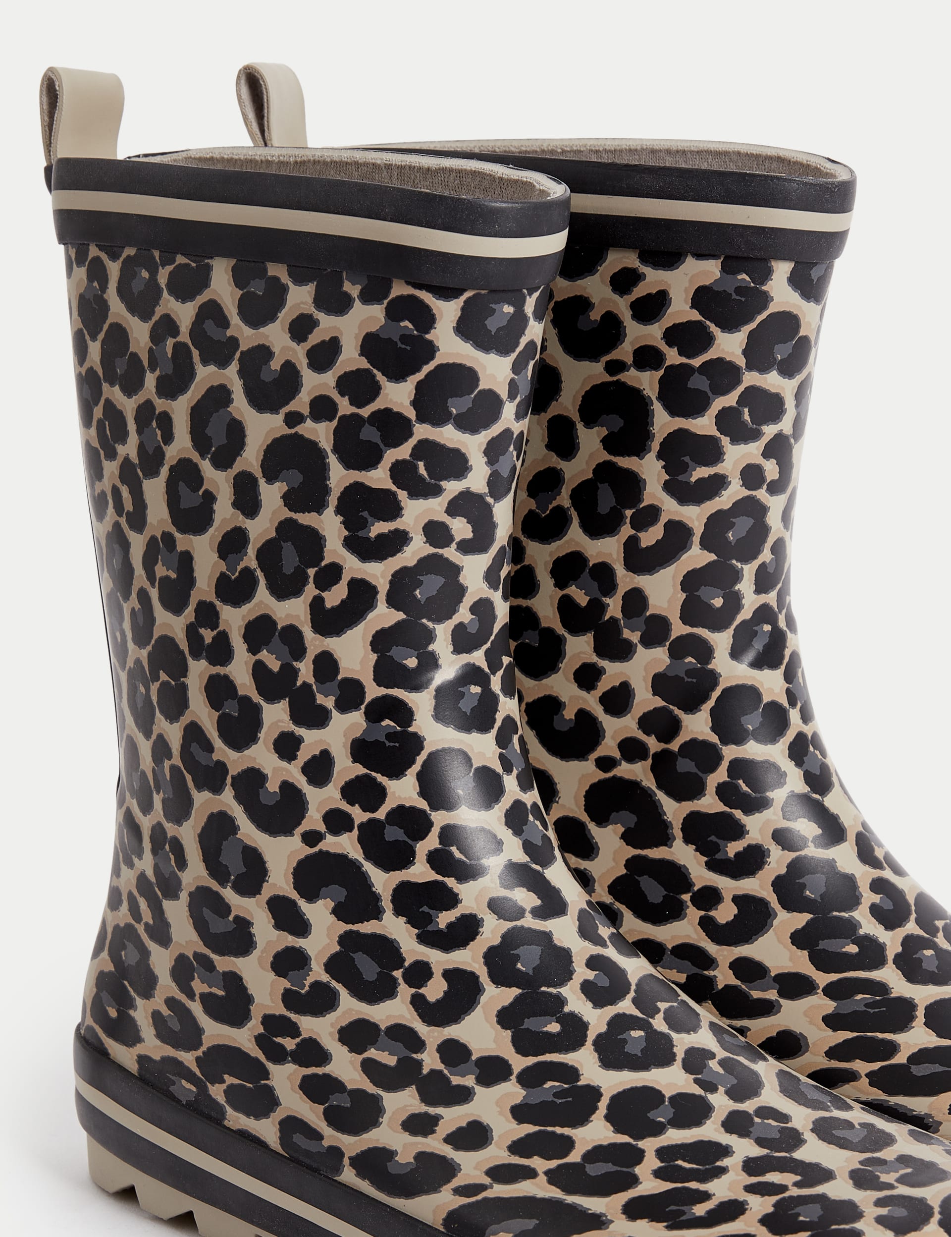 M&S Collection Kids Leopard Print Wellies (4 Small - 6 Large) - 8 S - Black Mix, Black Mix