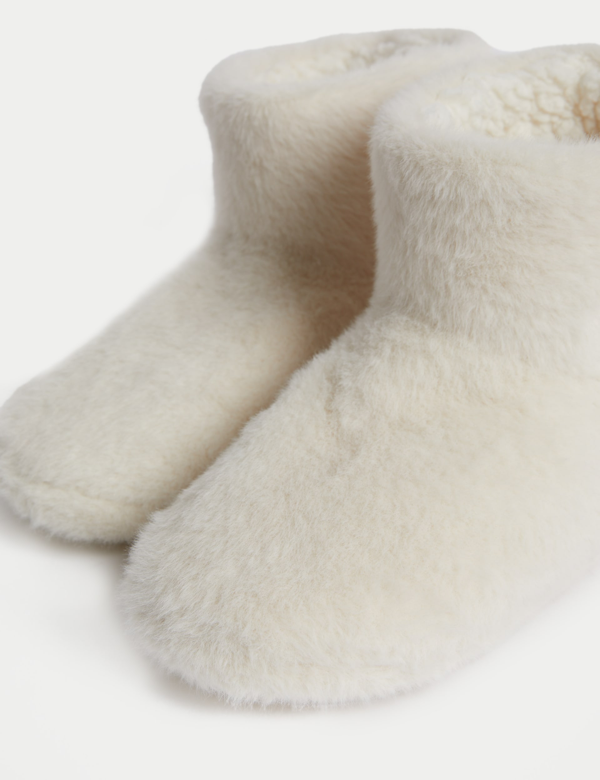 M&S Collection Kids Faux Fur Slipper Boots (4 Small - 6 Large) - 2 L - Light Cream, Light Cream