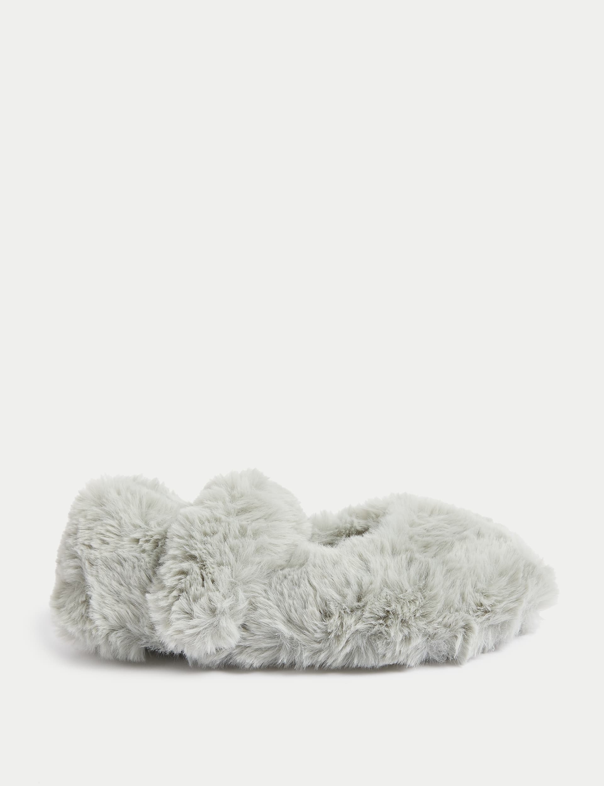 M&S Collection Kids Faux Fur Ballet Slippers (4 Small - 6 Large) - 13 S - Light Mint, Cream,Light Mi