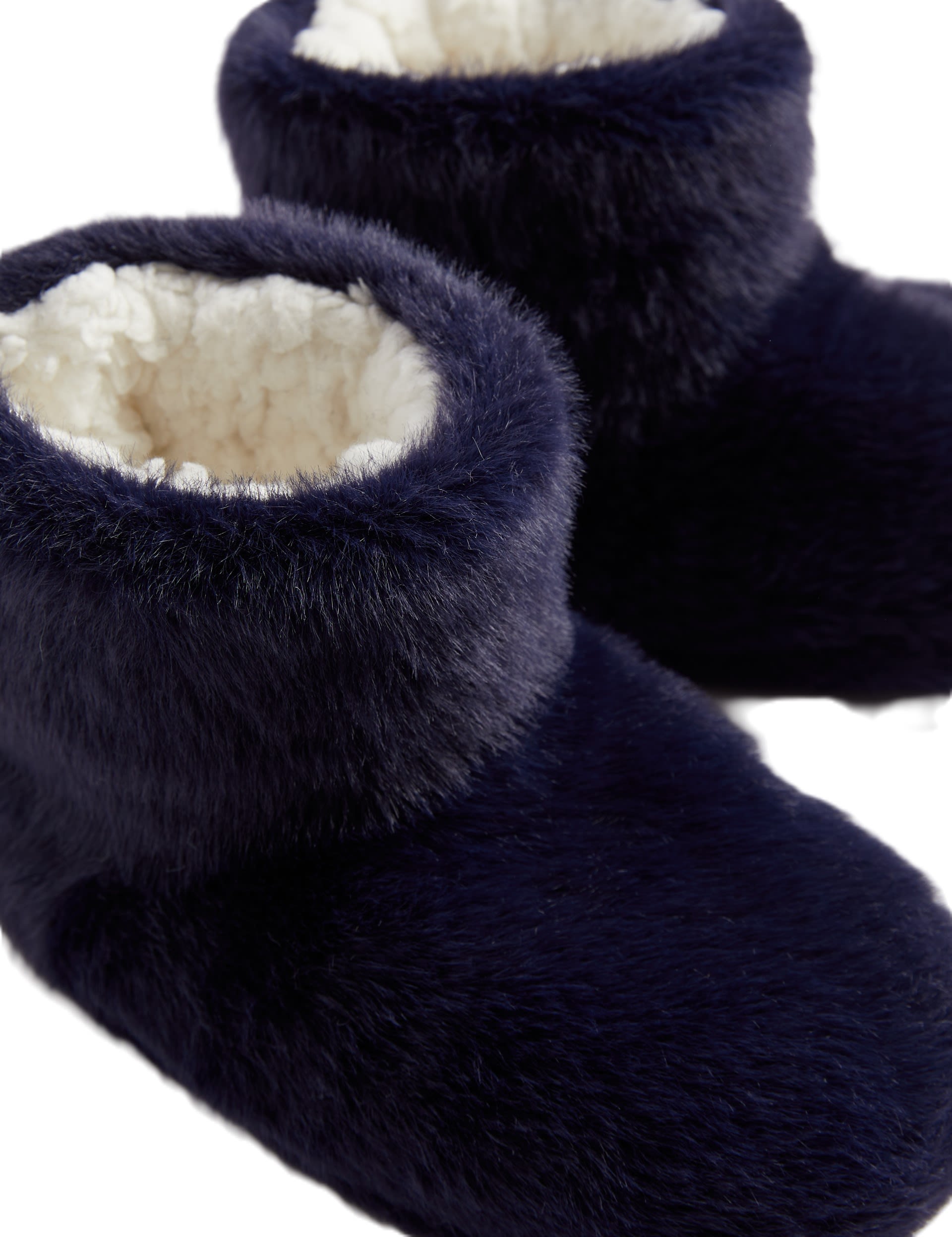 M&S Collection Kids Faux Fur Slipper Boots (4 Small - 7 Large) - 8 S - Navy, Navy