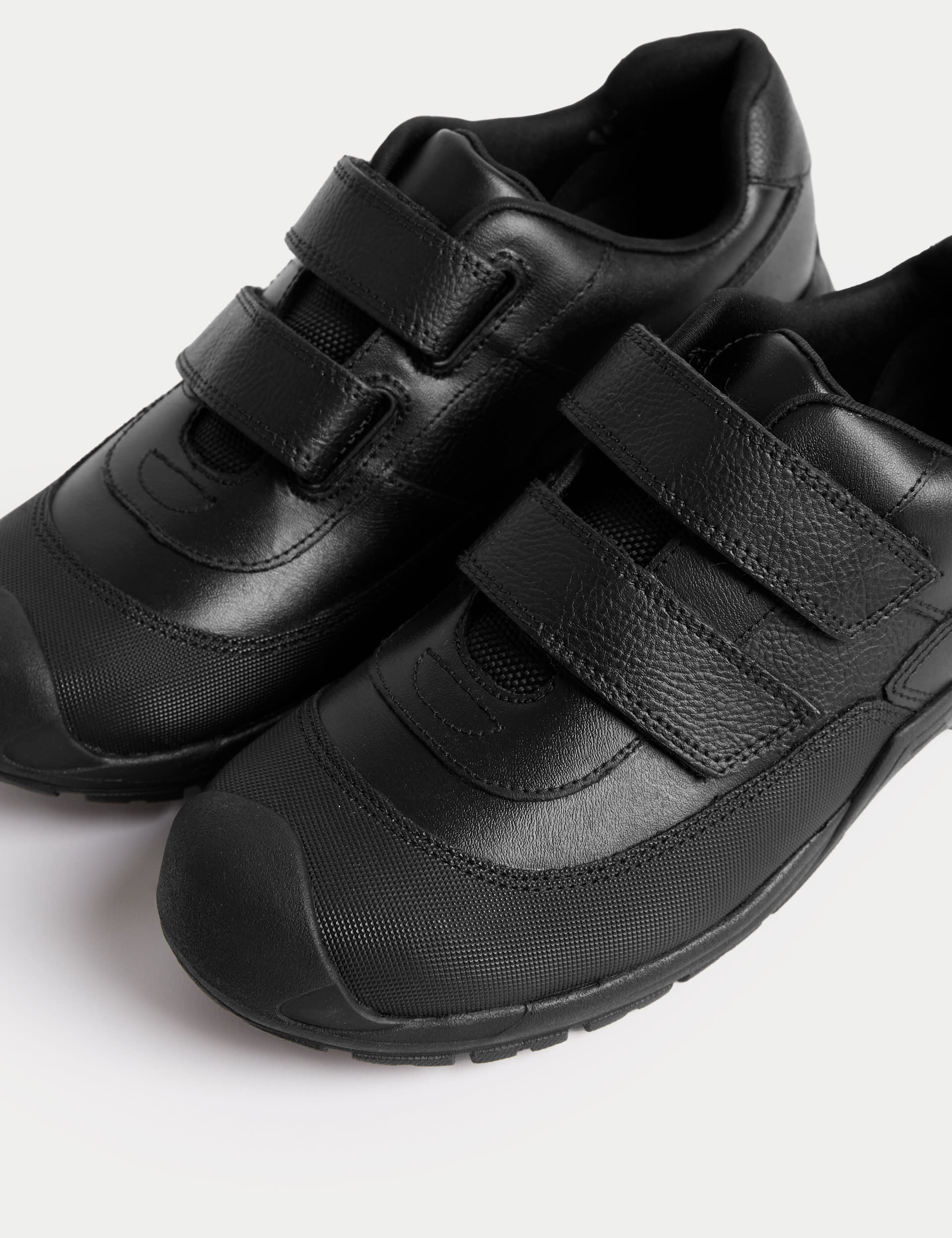 M&S Collection Kids Leather Riptape School Shoes (2 Large - 9 Large) - 3 LWDE - Black, Black