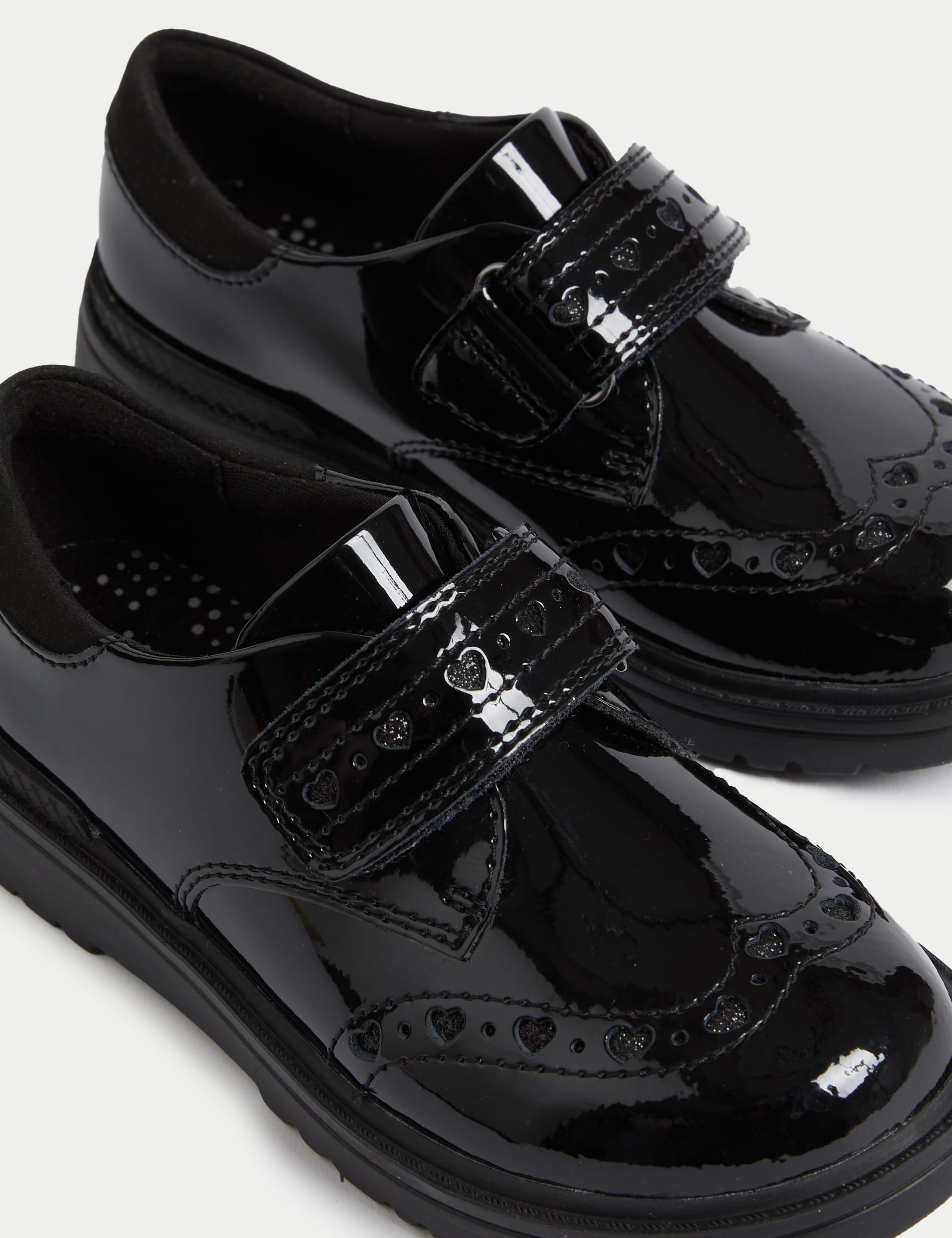 M&S Collection Kids Patent Leather School Shoes (8 Small - 2 Large) - 8.5 SSTD - Black, Black