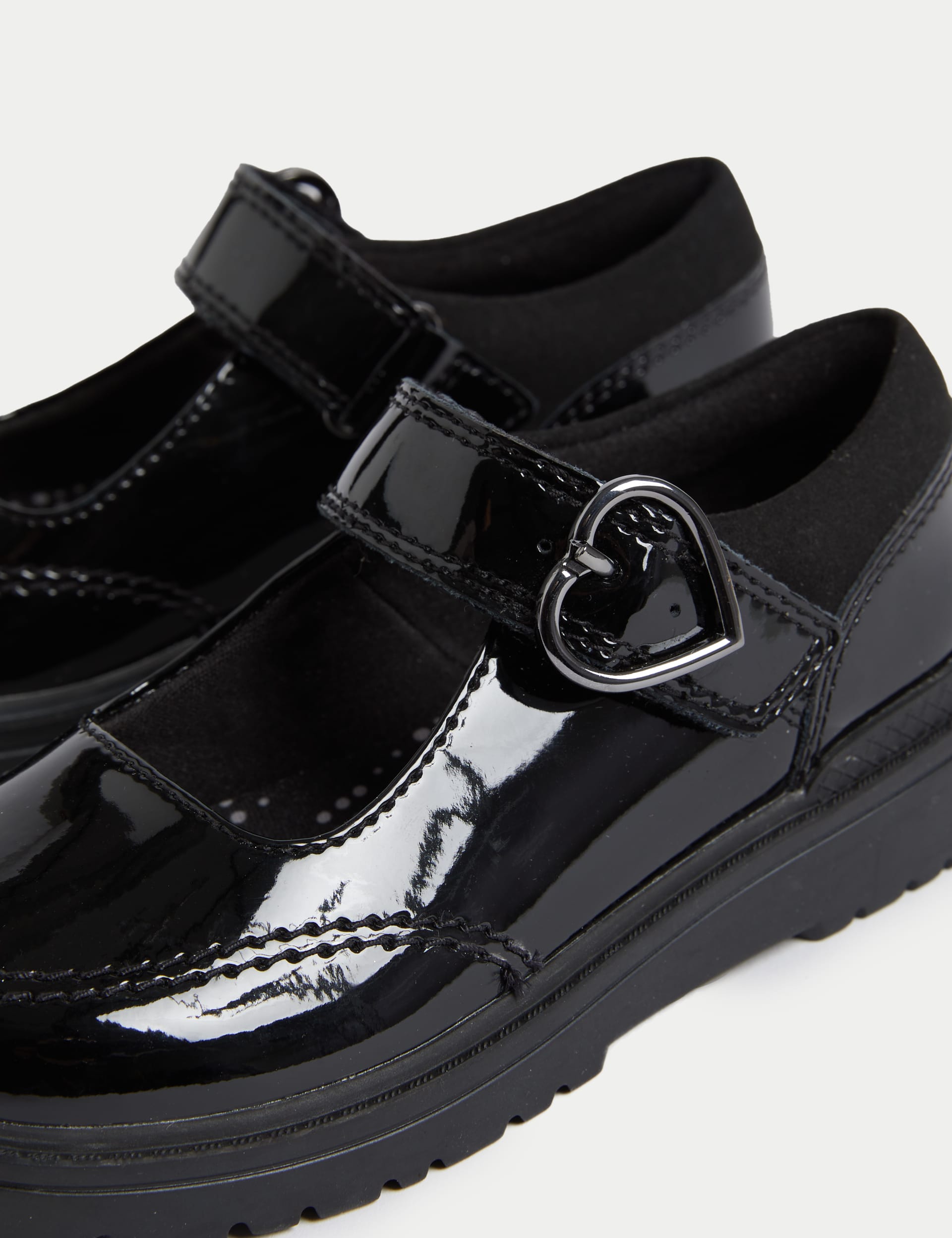 M&S Collection Kids Patent Leather Buckle School Shoes (8 Small - 2 Large) - 1 LSTD - Black, Black