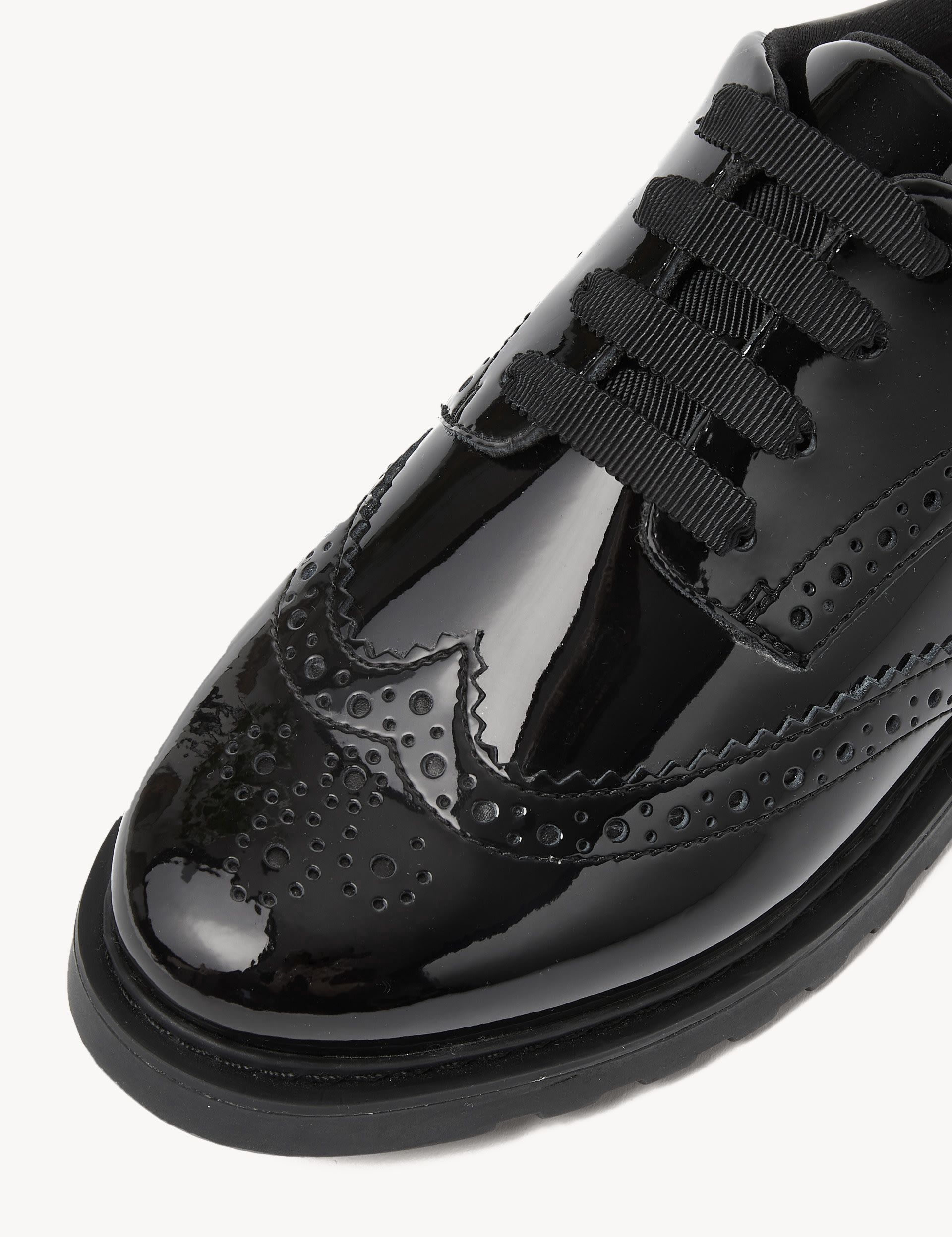 M&S Collection Kids Leather Brogue School Shoes (13 Small - 7 Large) - 4 LSTD - Black, Black