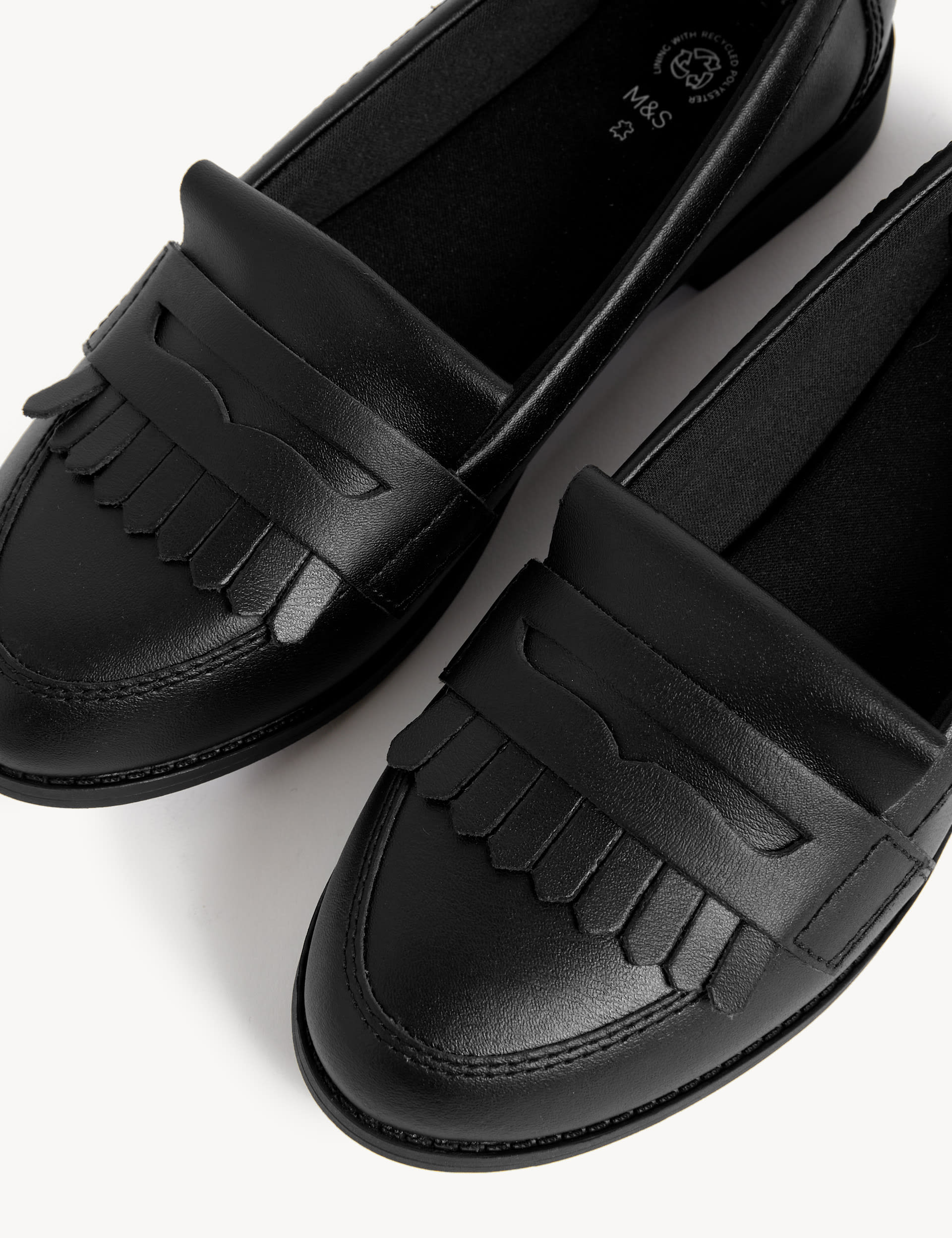 M&S Collection Kids Leather School Loafers (13 Small - 7 Large) - 6 LSTD - Black, Black