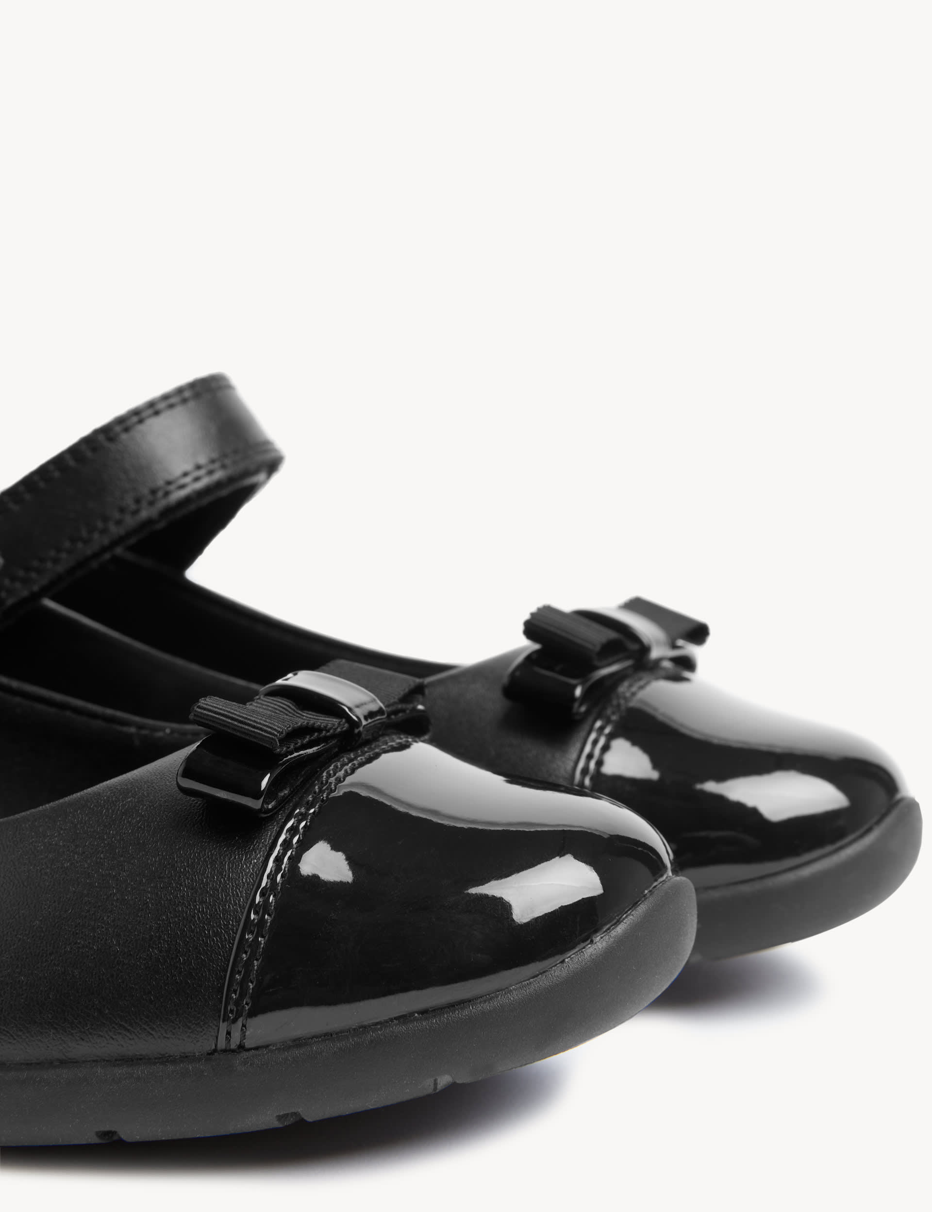 M&S Collection Kids Leather Wedge Mary Jane School Shoes (2 Large - 7 Large) - 3 LSTD - Black, Blac