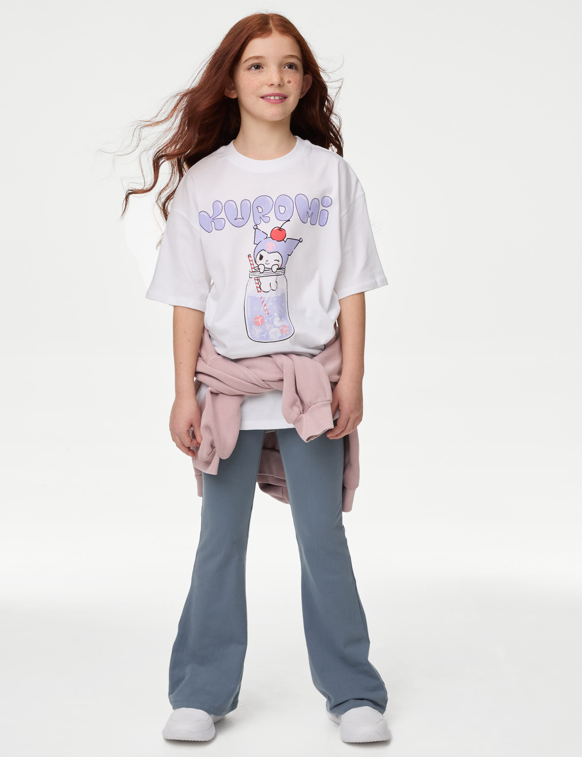 M&S Collection Girls Kuromi Sanrio Pure Cotton T-Shirt (6-16 Yrs) - 7-8 Y - White, White