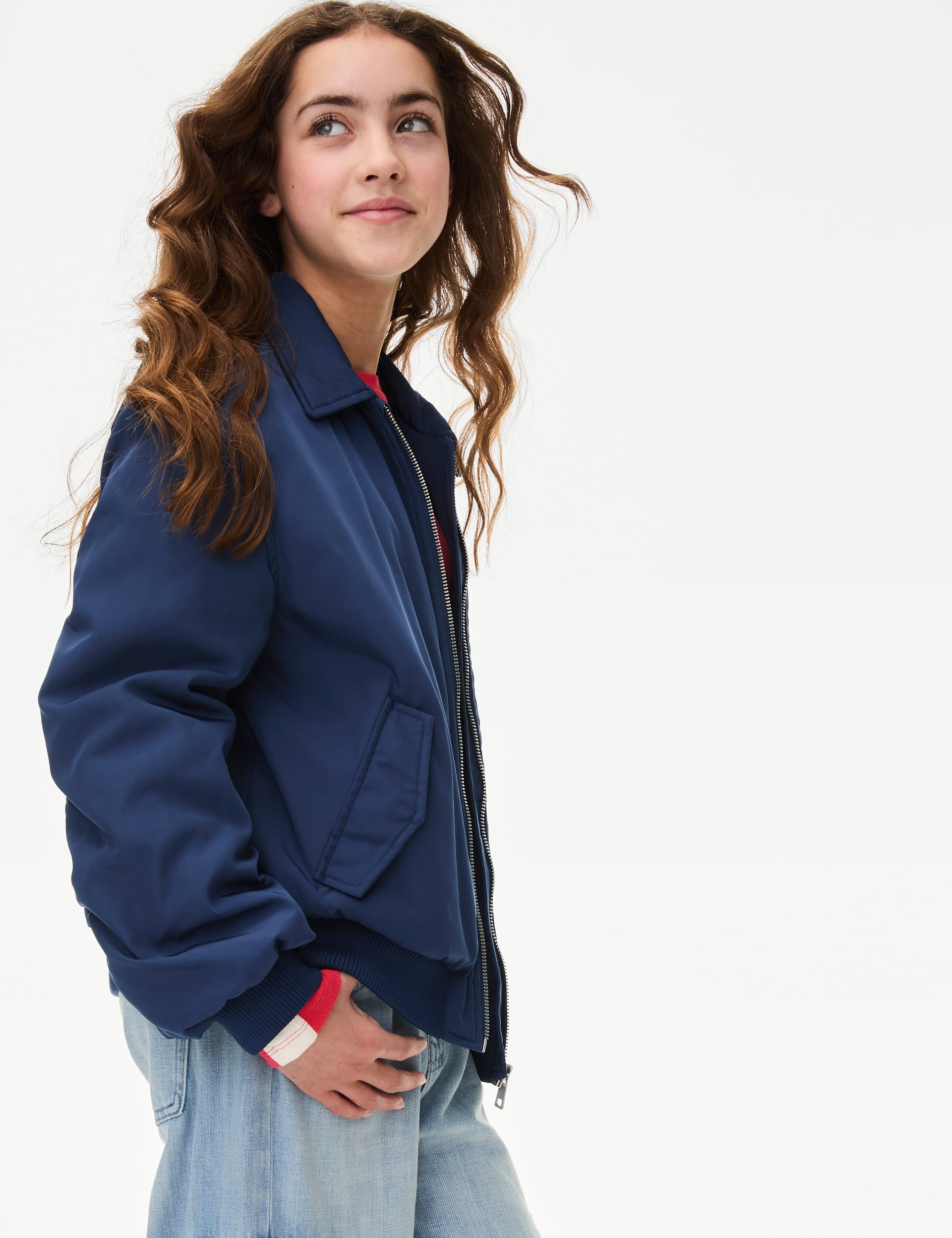 M&S Collection Girls Urban Lifestyle' Slogan Padded Bomber (6-16 Yrs) - 11-12 - Navy, Navy