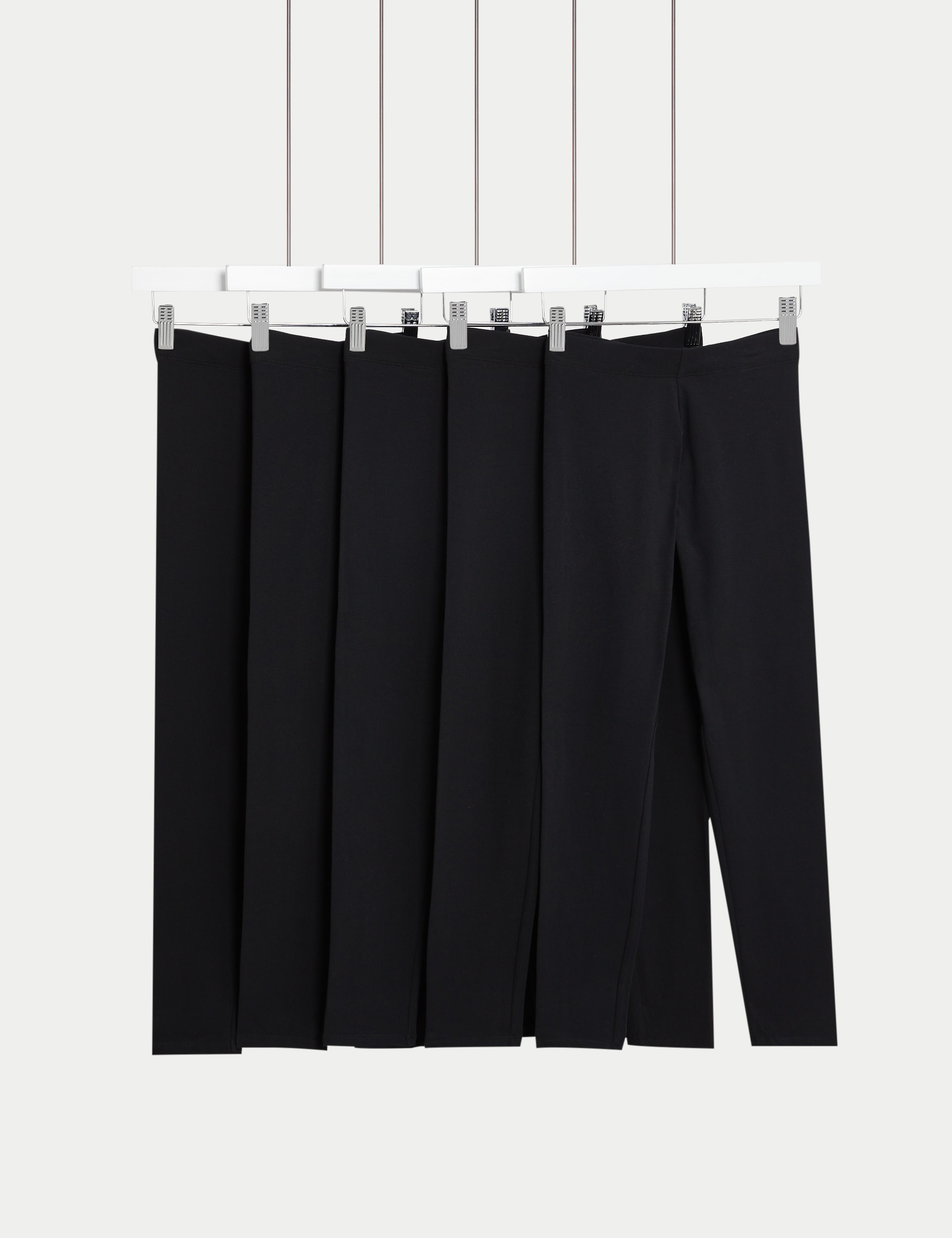 M&S Collection Girls 5pk Cotton Rich Leggings (6-16 Yrs) - 9-10Y - Black, Black,Navy