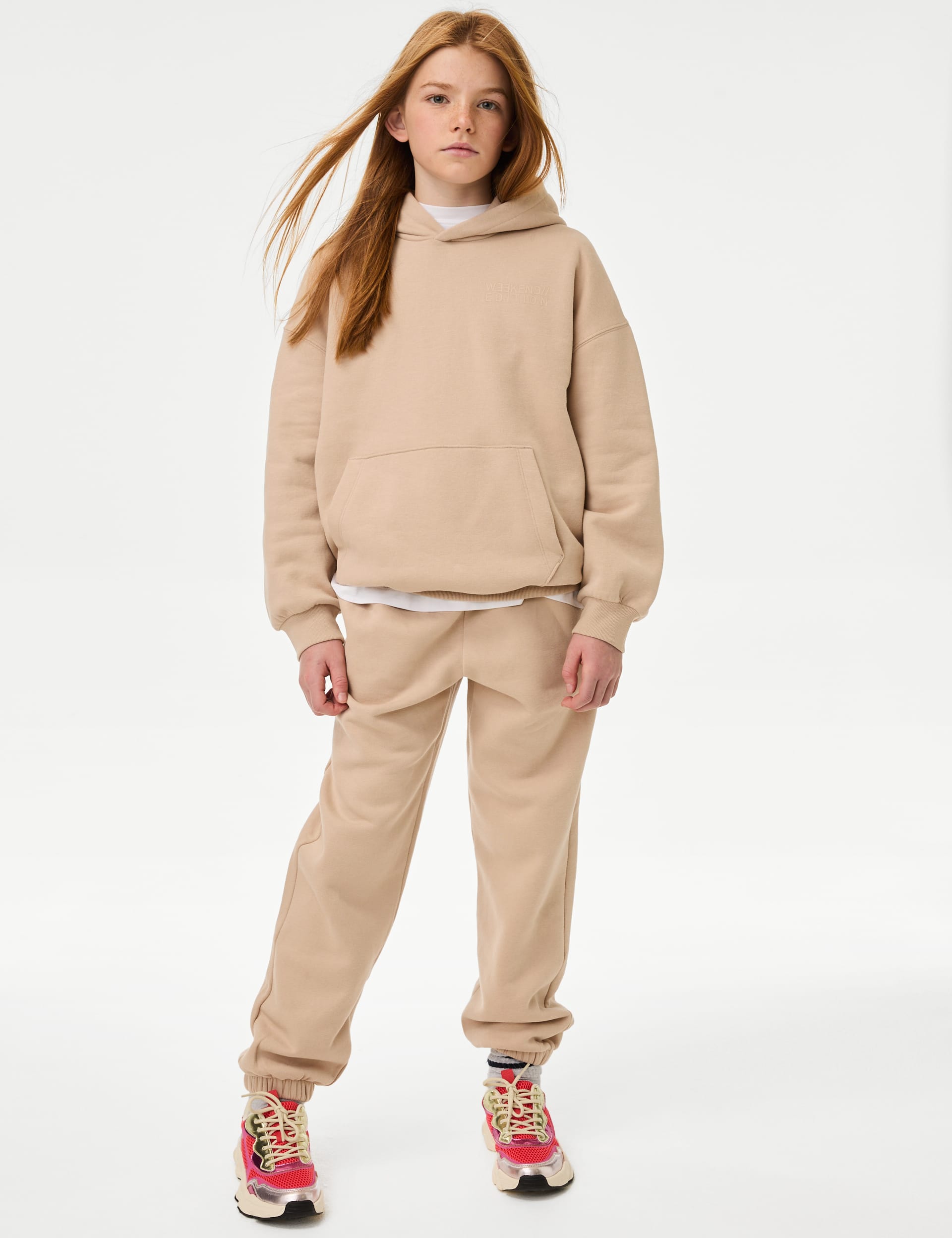 M&S Collection Girls Cotton Rich Joggers (6-16 Yrs) - 8-9 Y - Camel, Khaki,Camel