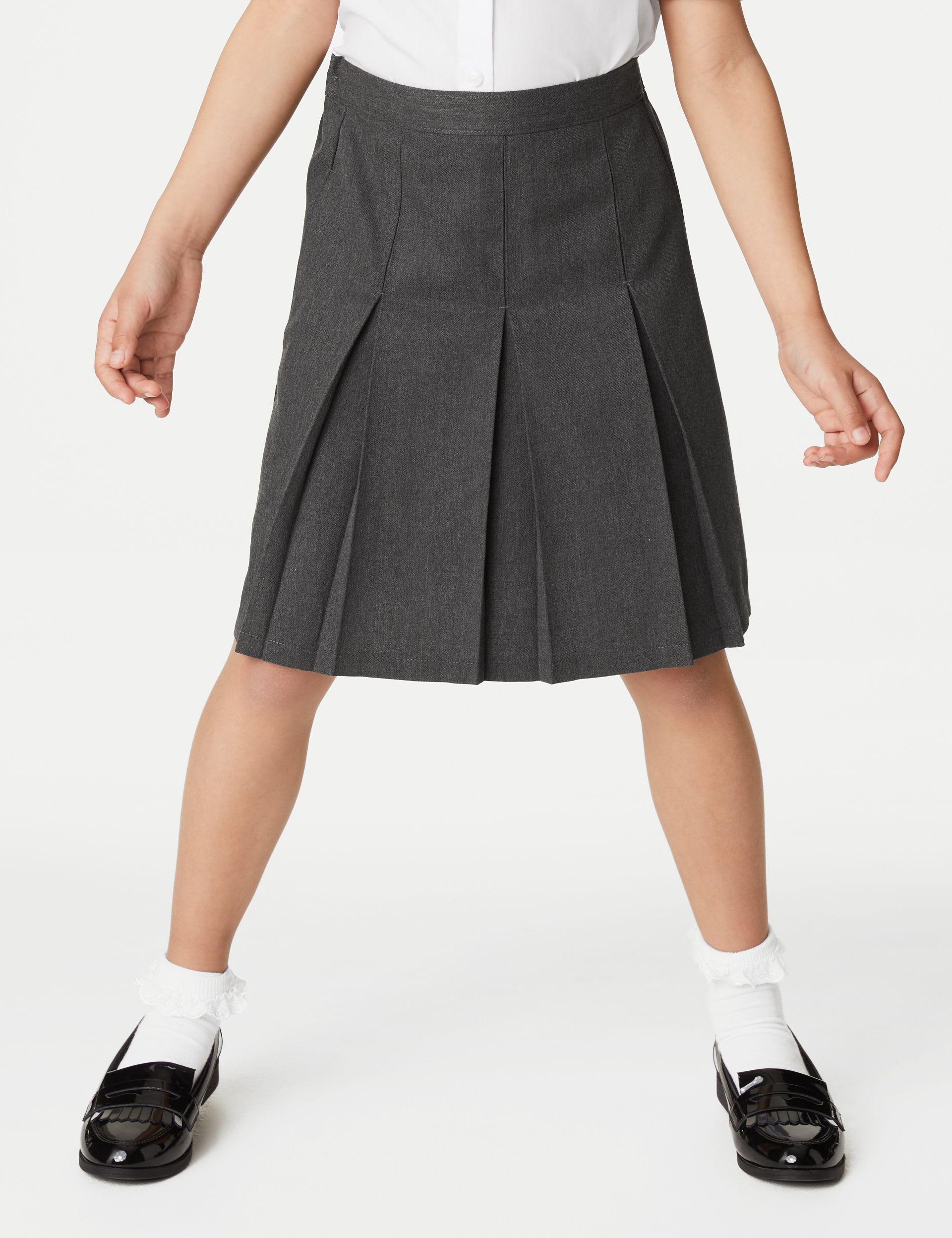 M&S Collection Girls Longer Length School Skirt (2-16 Yrs) - 11-12XL - Grey, Grey