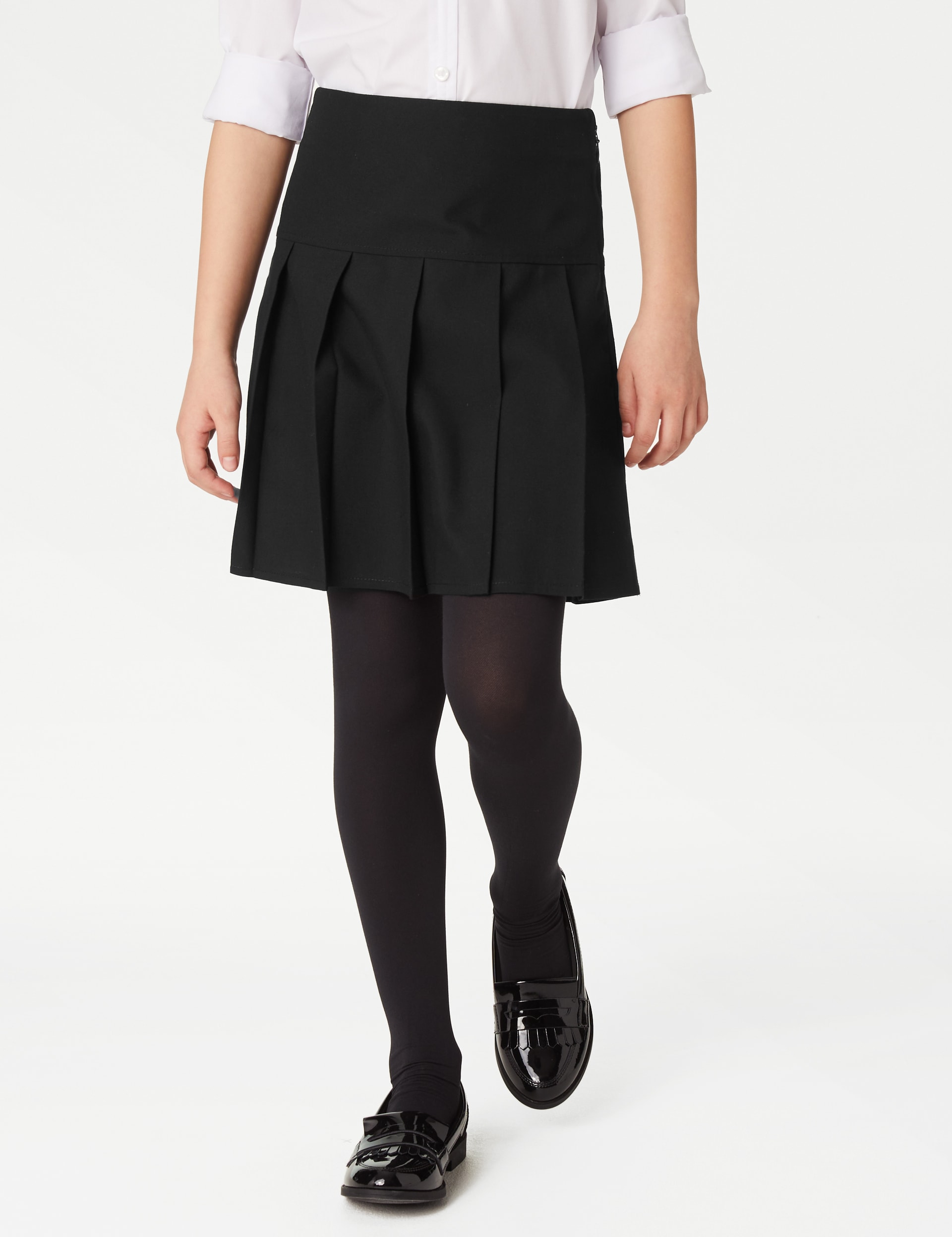 M&S Collection Girls 2 Pack Girls Plus Fit Pleated School Skirts (2 - 18 Yrs) - 3-4 Y - Black, Black