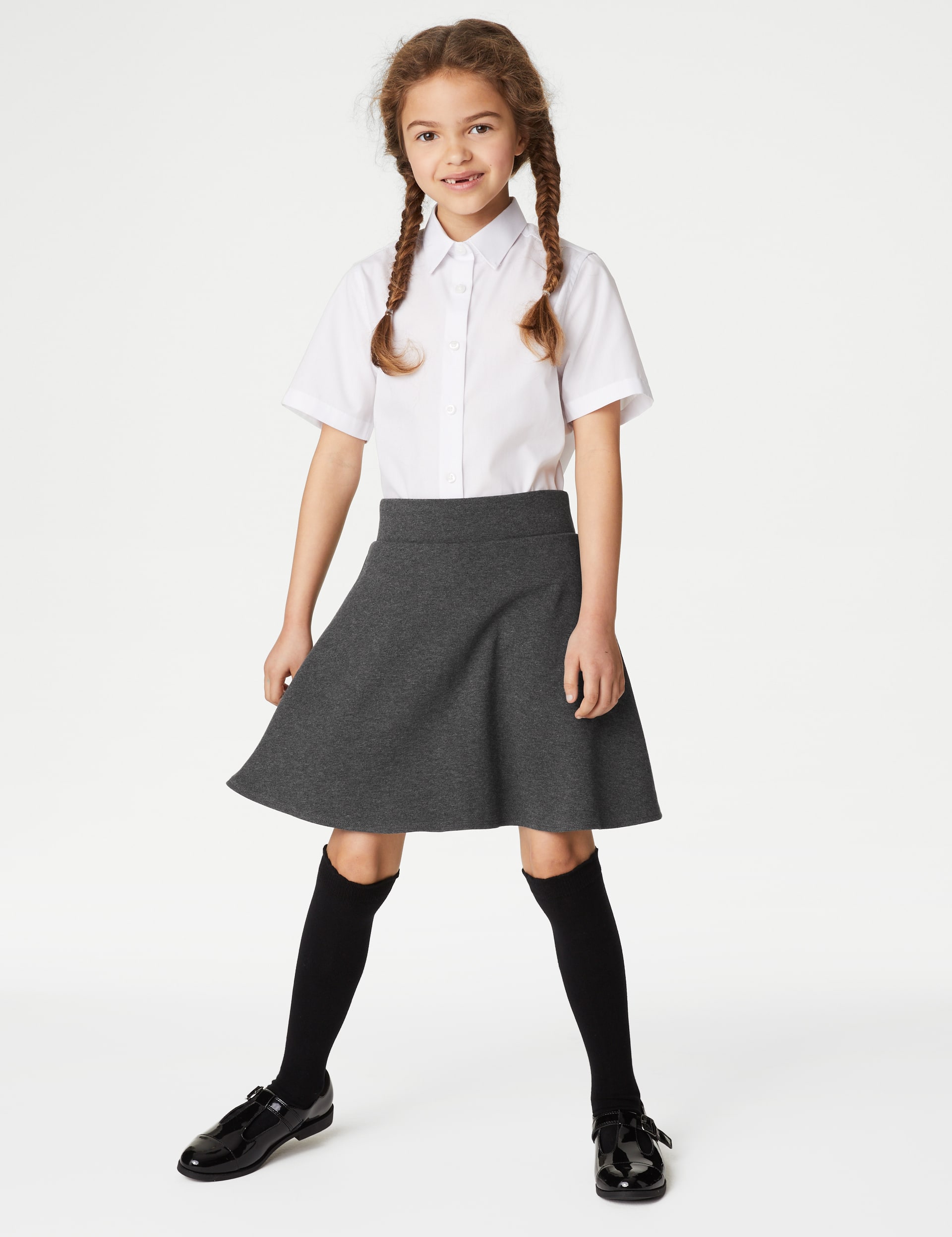 M&S Collection Girls Jersey School Skort (2-18 Yrs) - 15-16 - Grey, Black,Grey