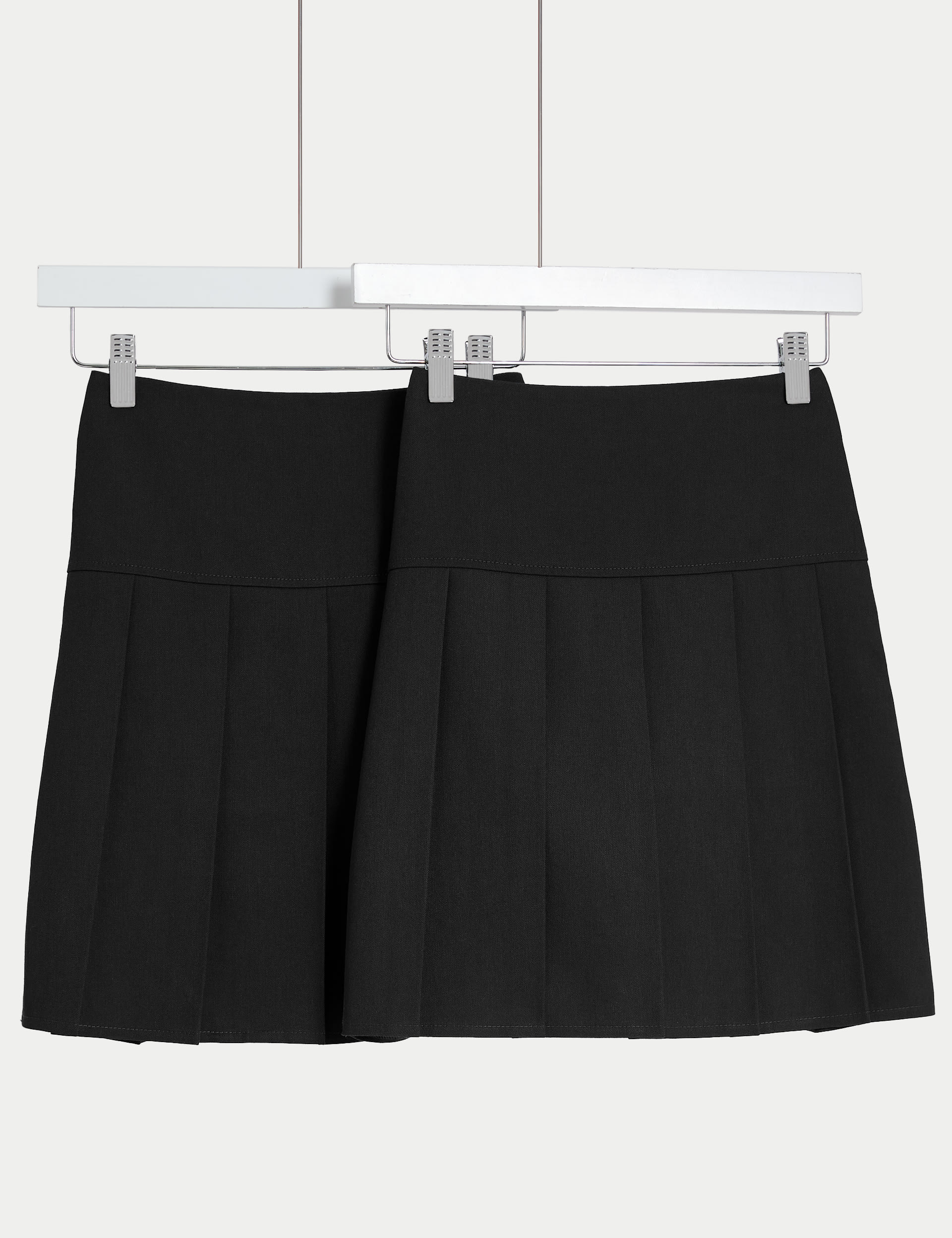 M&S Collection Girls 2 Pack Girls Pleated School Skirts (2-18 Yrs) - 14-15 - Black, Navy,Black,Grey