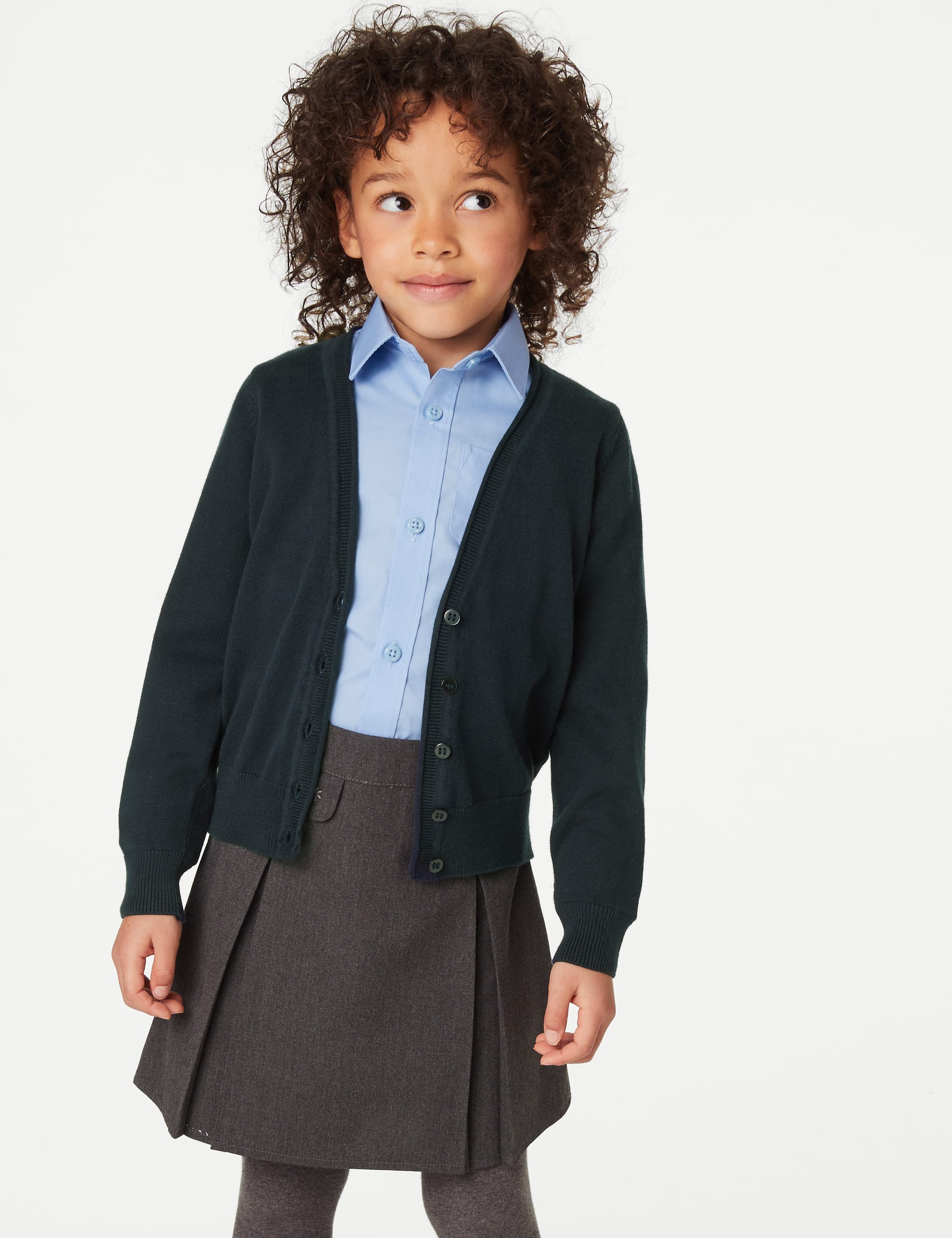 M&S Collection Girls 2 Pack Girls Pure Cotton School Cardigan (3-18 Yrs) - 11-12 - Navy, Navy,Green,