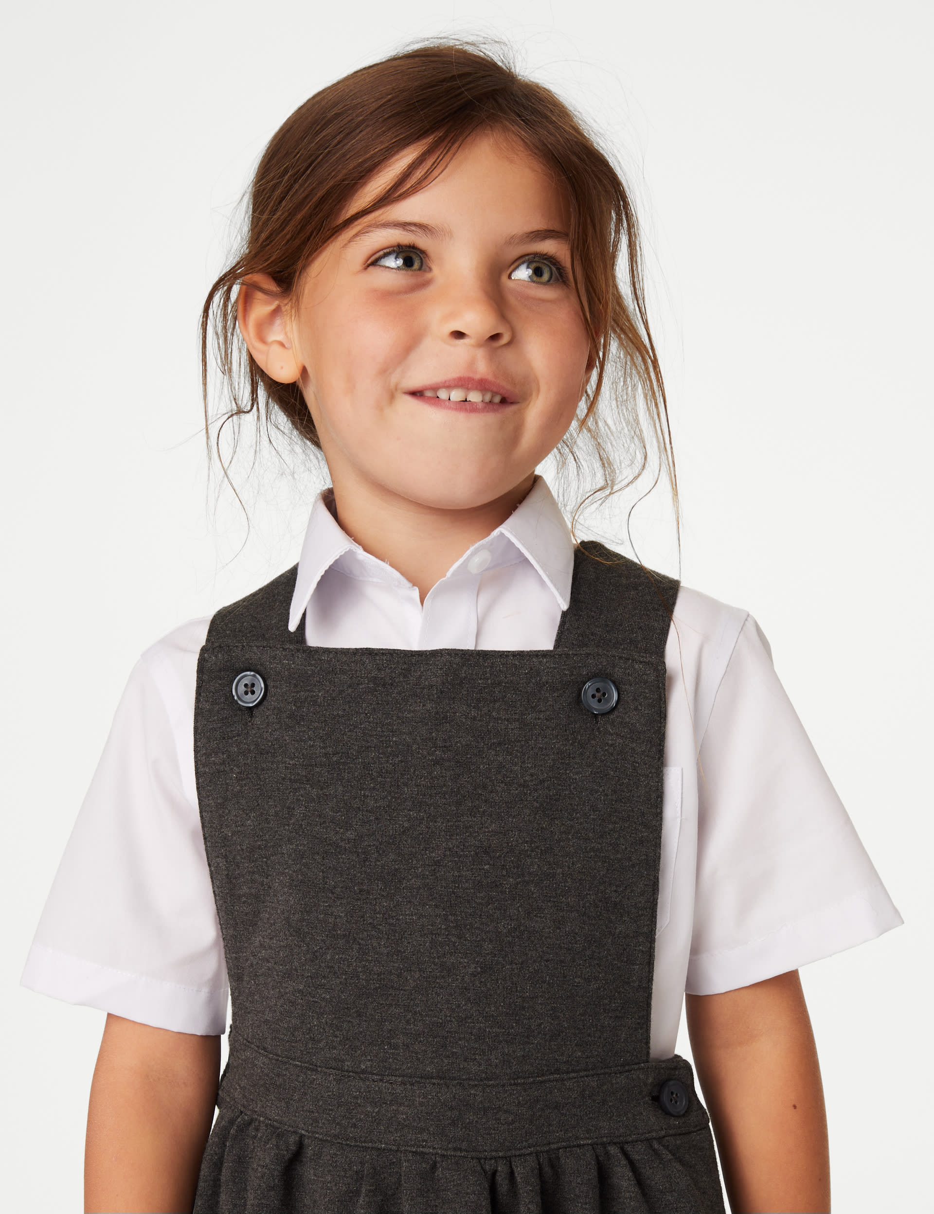 M&S Collection Girls Jersey School Pinafore (2-12 Yrs) - 10-11 - Grey, Grey