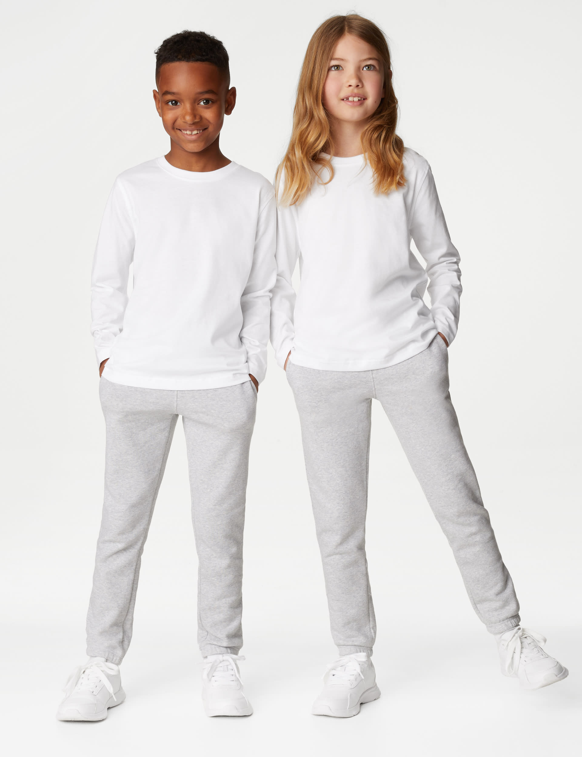 M&S Collection 2 Pack Unisex Pure Cotton School T-Shirts (2-16 Yrs) - 14-15 - White, White