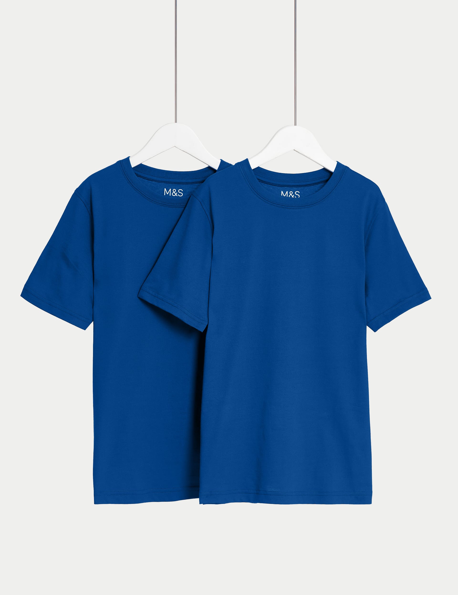 M&S Collection 2 Pack Unisex Pure Cotton School T-Shirts (2-16 Yrs) - 11-12 - Royal Blue, Red,Royal 