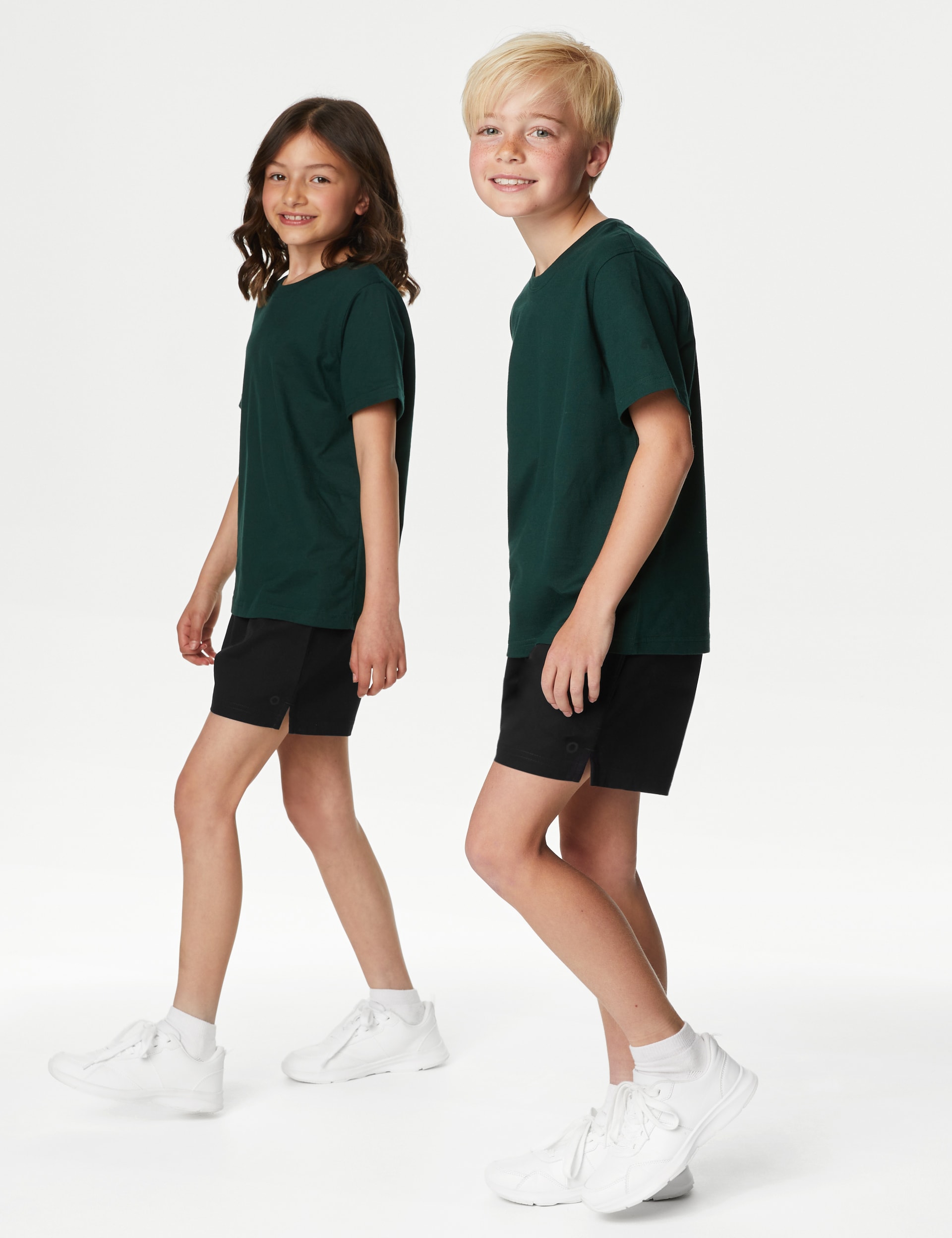 Goodmove 2 Pack Unisex Pure Cotton School Shorts (2-16 Yrs) - 15-16 - Black, Black,Navy