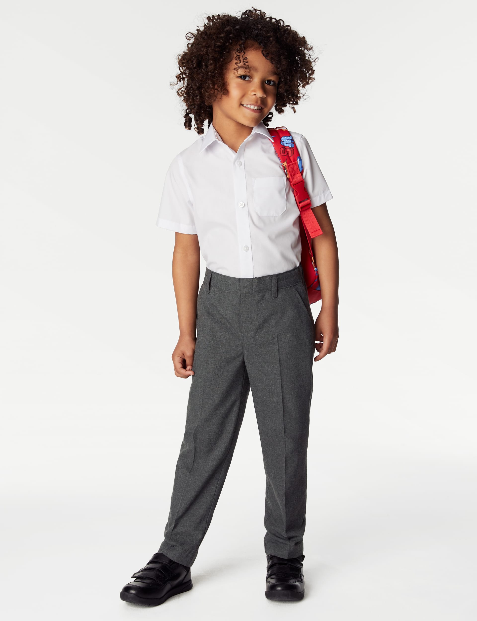 M&S Collection 2 Pack Boys Easy Dressing School Trousers (3-18 Yrs) - 15-16 - Grey, Grey,Black