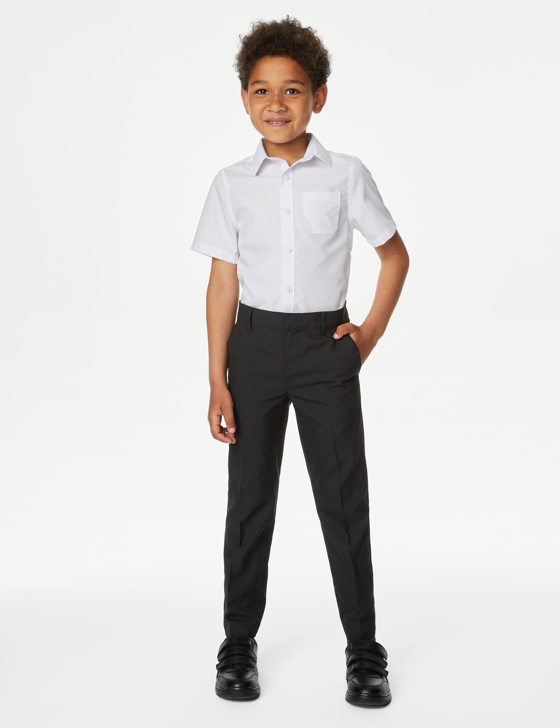 M&S Collection 2 Pack Boys Slim Leg Longer Length School Trousers (2-18 Yrs) - 4-5 YLNG - Black, Bla