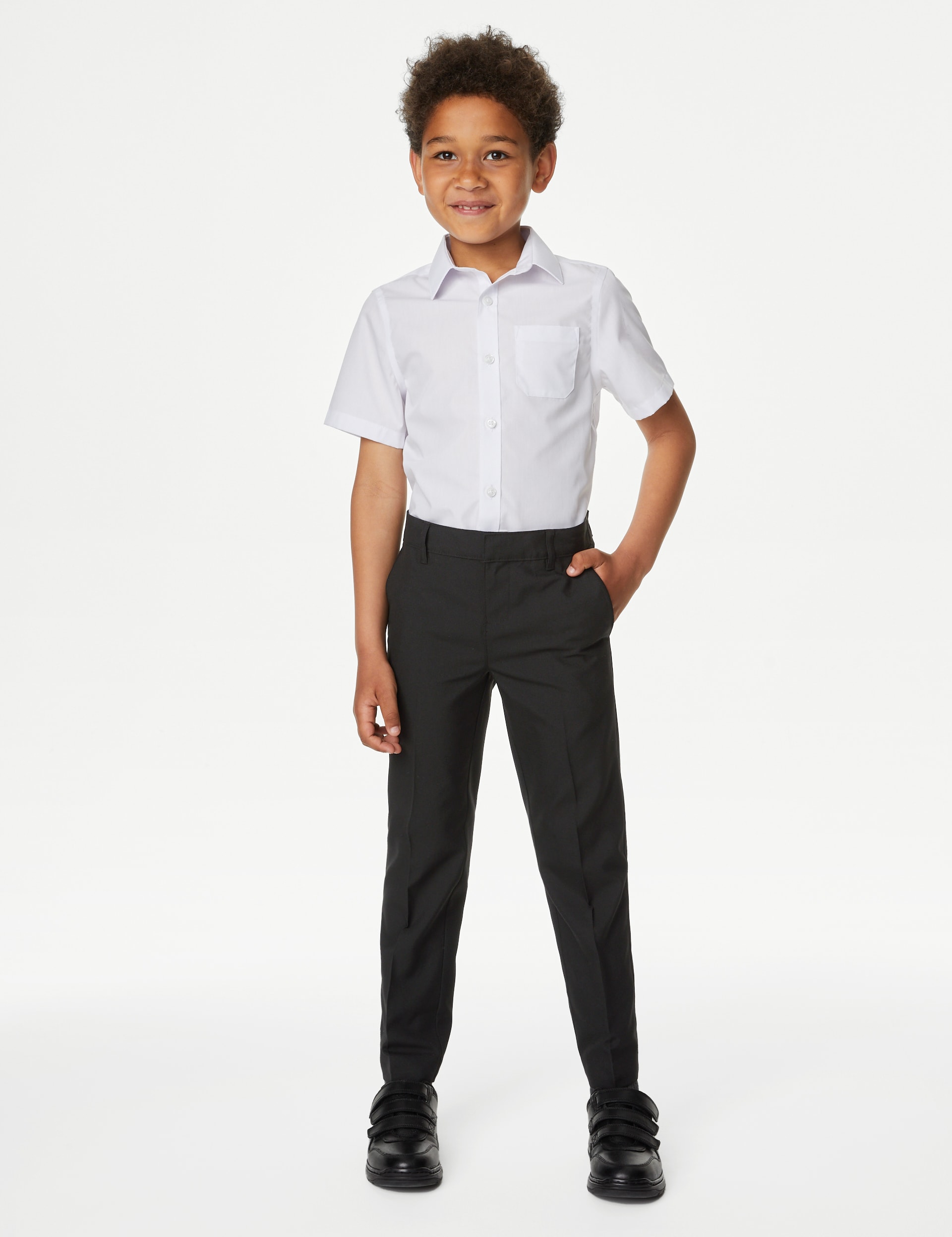 M&S Collection 2 Pack Boys Slim Leg School Trousers (2-18 Yrs) - 11-12 - Black, Black,Charcoal,Grey,Navy