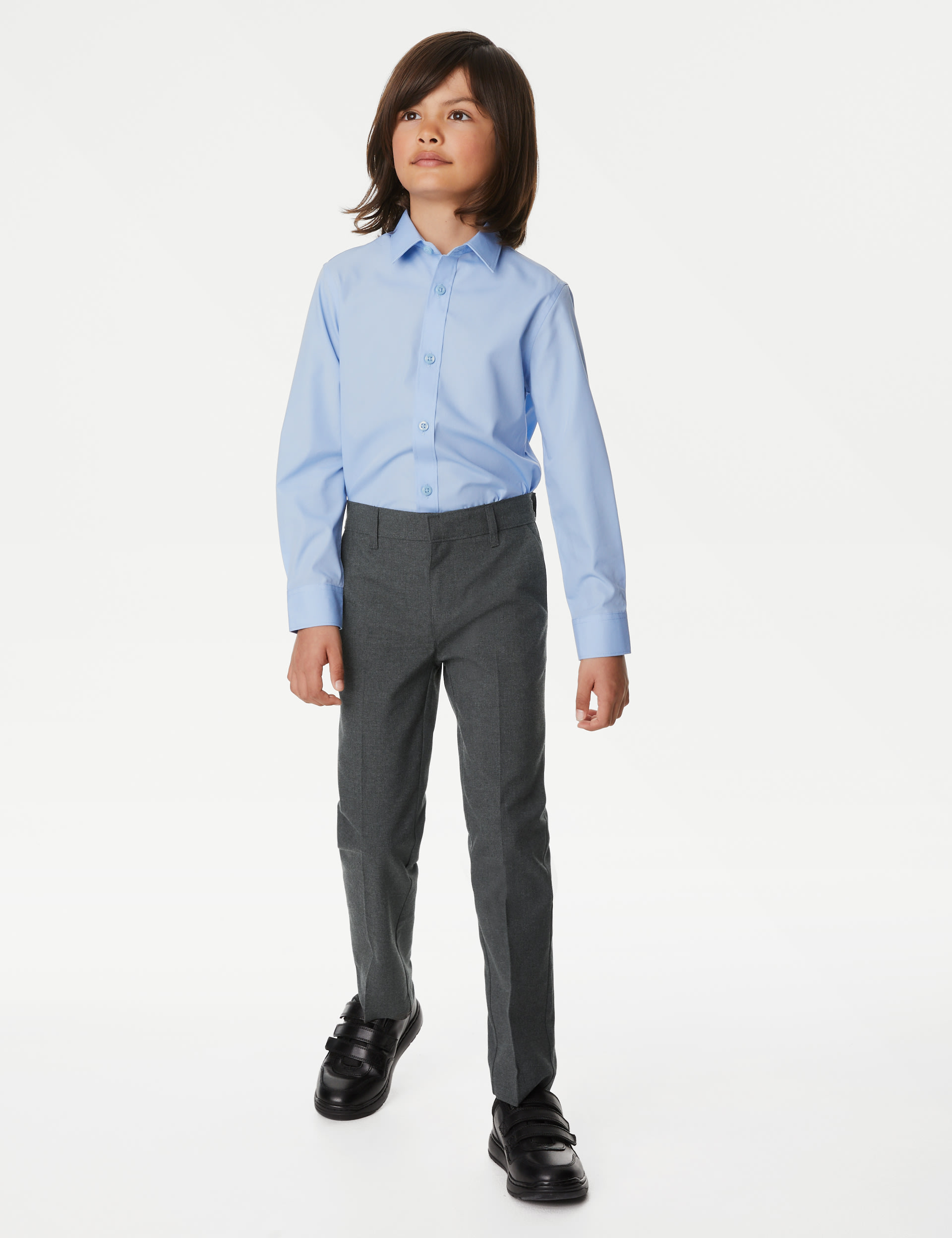 M&S Collection 2 Pack Boys Slim Leg Slim Waist School Trousers (2-18 Yrs) - 4-5 Y - Grey, Grey,Black