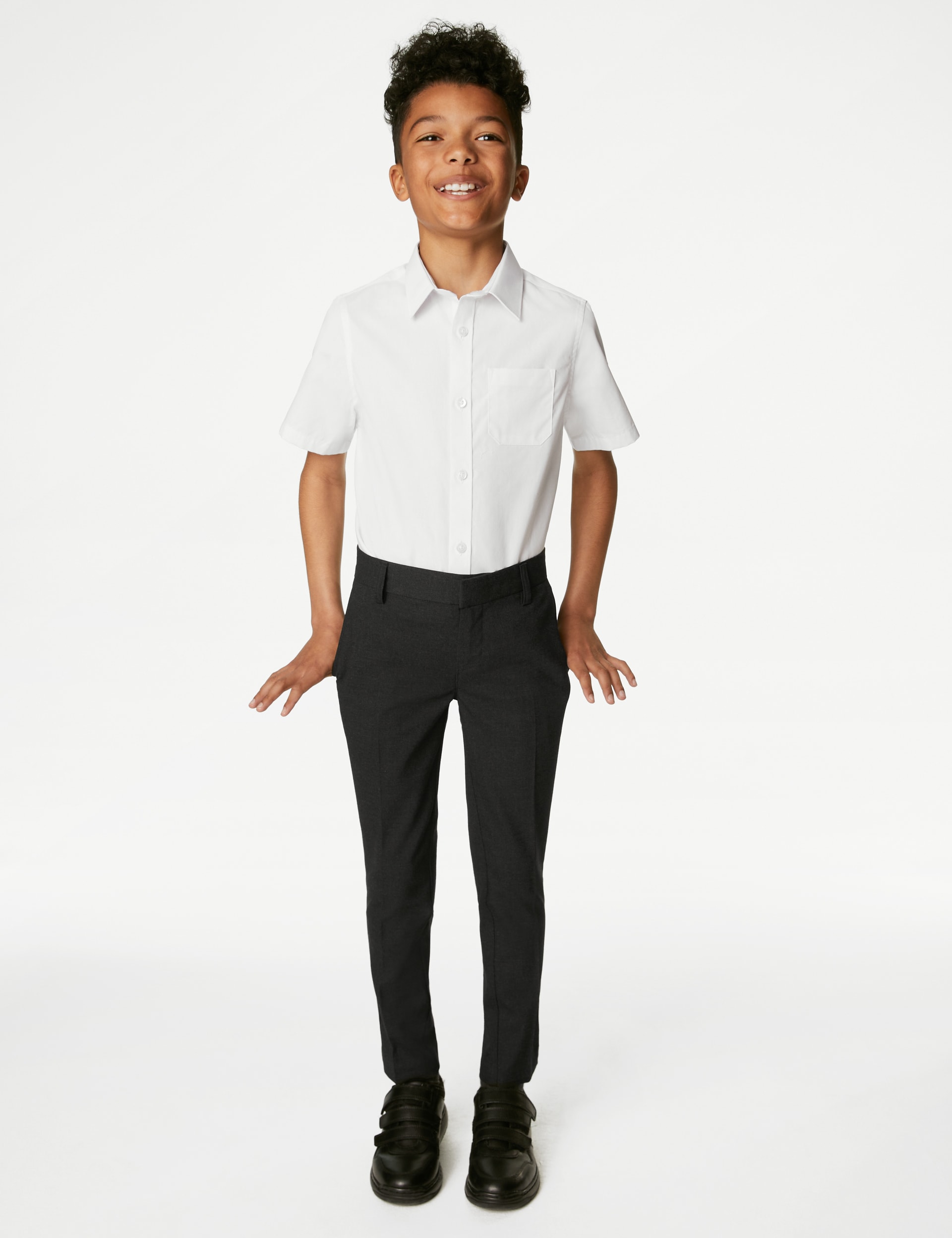 M&S Collection Boys Super Skinny Leg School Trousers (2-18 Yrs) - 5-6 Y - Charcoal, Charcoal,Black