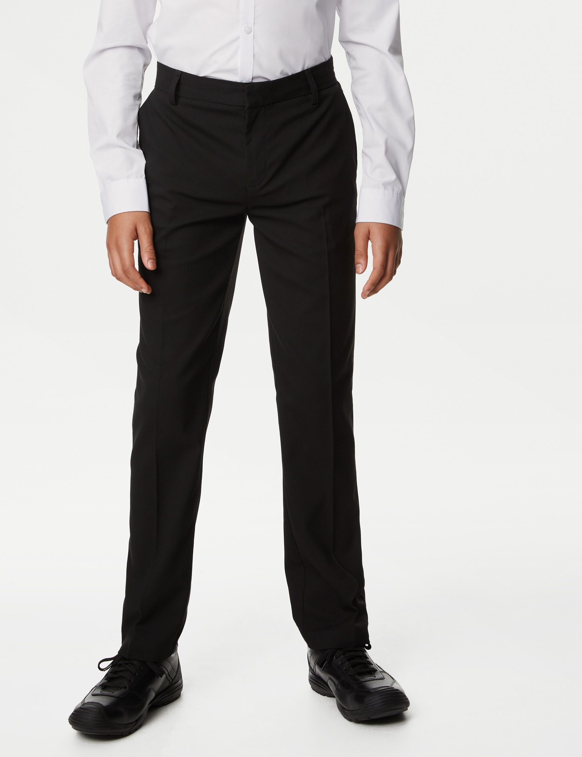 M&S Collection Boys Slim Leg Longer Length School Trousers (2-18 Yrs) - 13-14XL - Black, Black,Charc