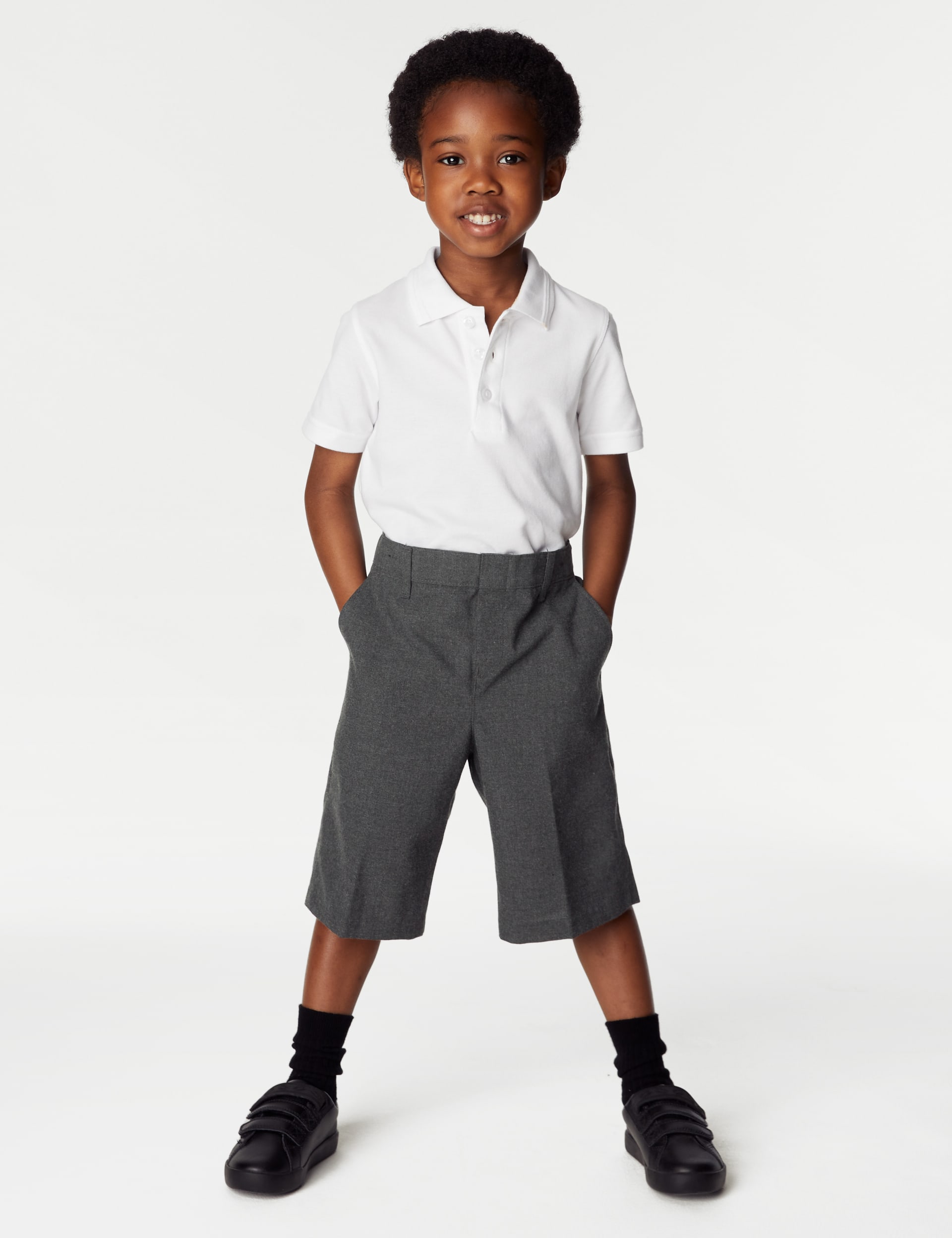 M&S Collection 2 Pack Boys Easy Dressing School Shorts (3-15 Yrs) - 5-6 Y - Grey, Grey